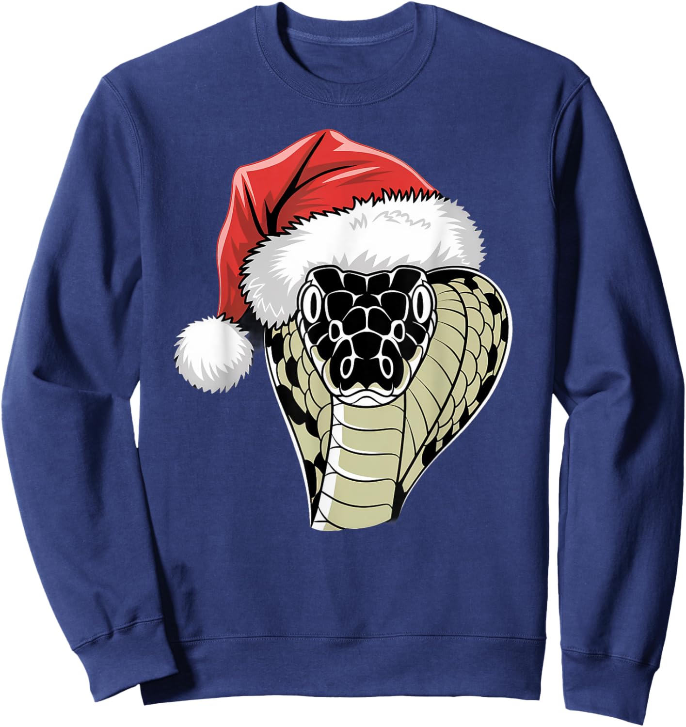 Joyful Snake Santa on Snake Christmas Sweatshirt - Sweatshirt | Navy