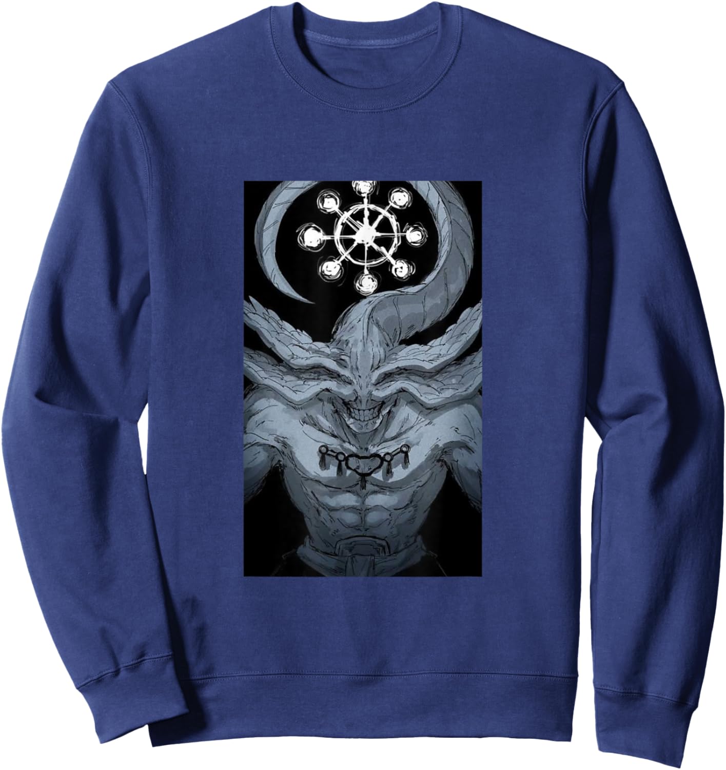 JujuCustoms Anime Apparel , Black, Small, Short Sleeve, , Classic Fit, Anime Graphic Sweatshirt - Sweatshirt | Navy