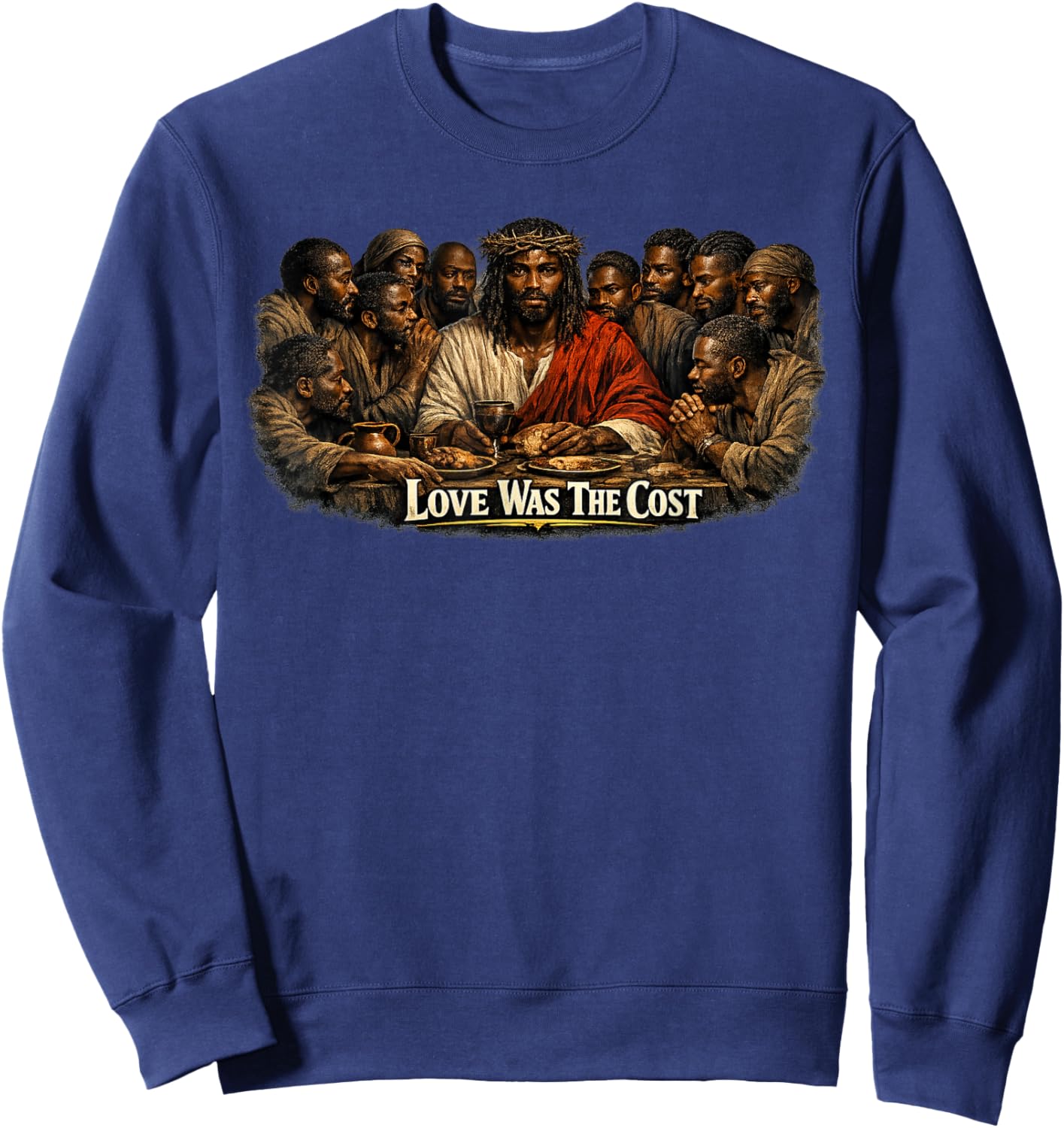 Black Jesus, Last Supper, Jesus Sweatshirt - Sweatshirt | Navy