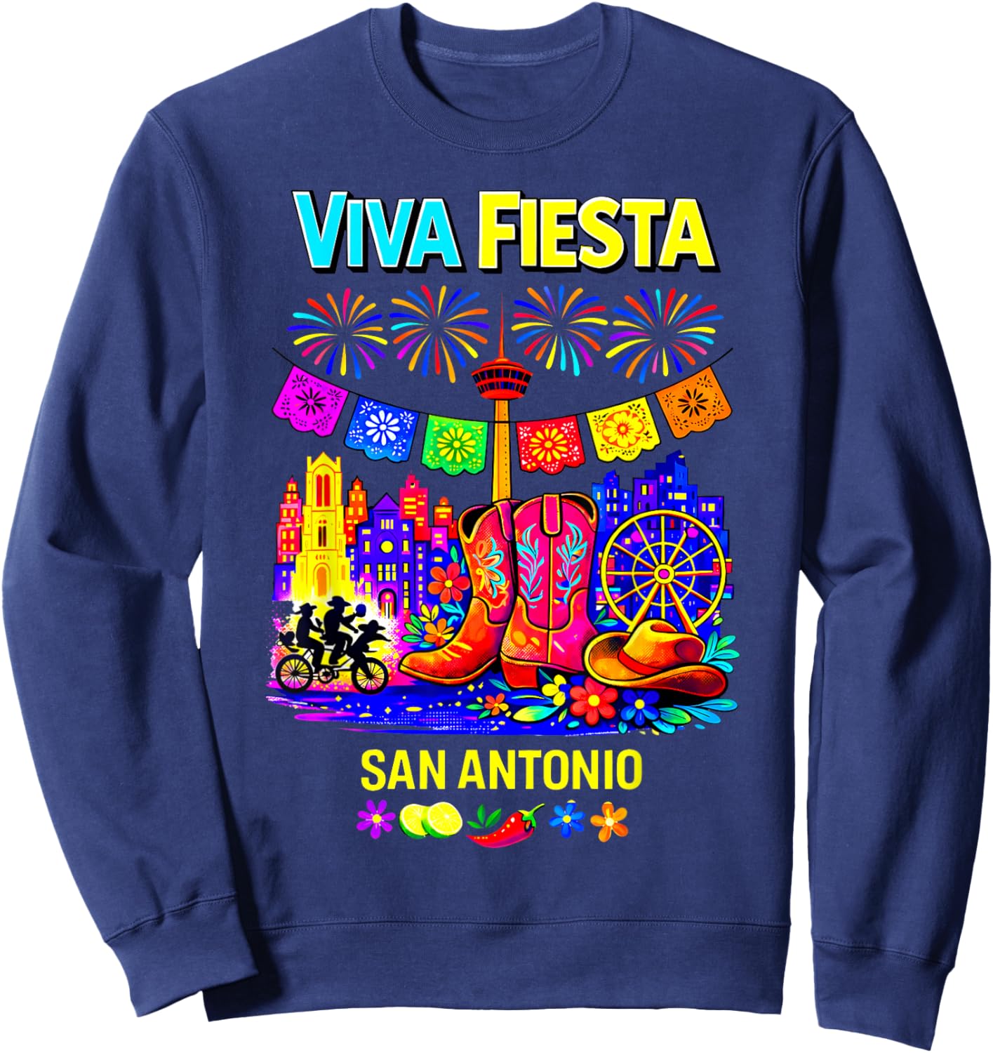 Viva Fiesta San Antonio Fiesta Festival Cinco de Mayo Party Sweatshirt - Sweatshirt | Navy