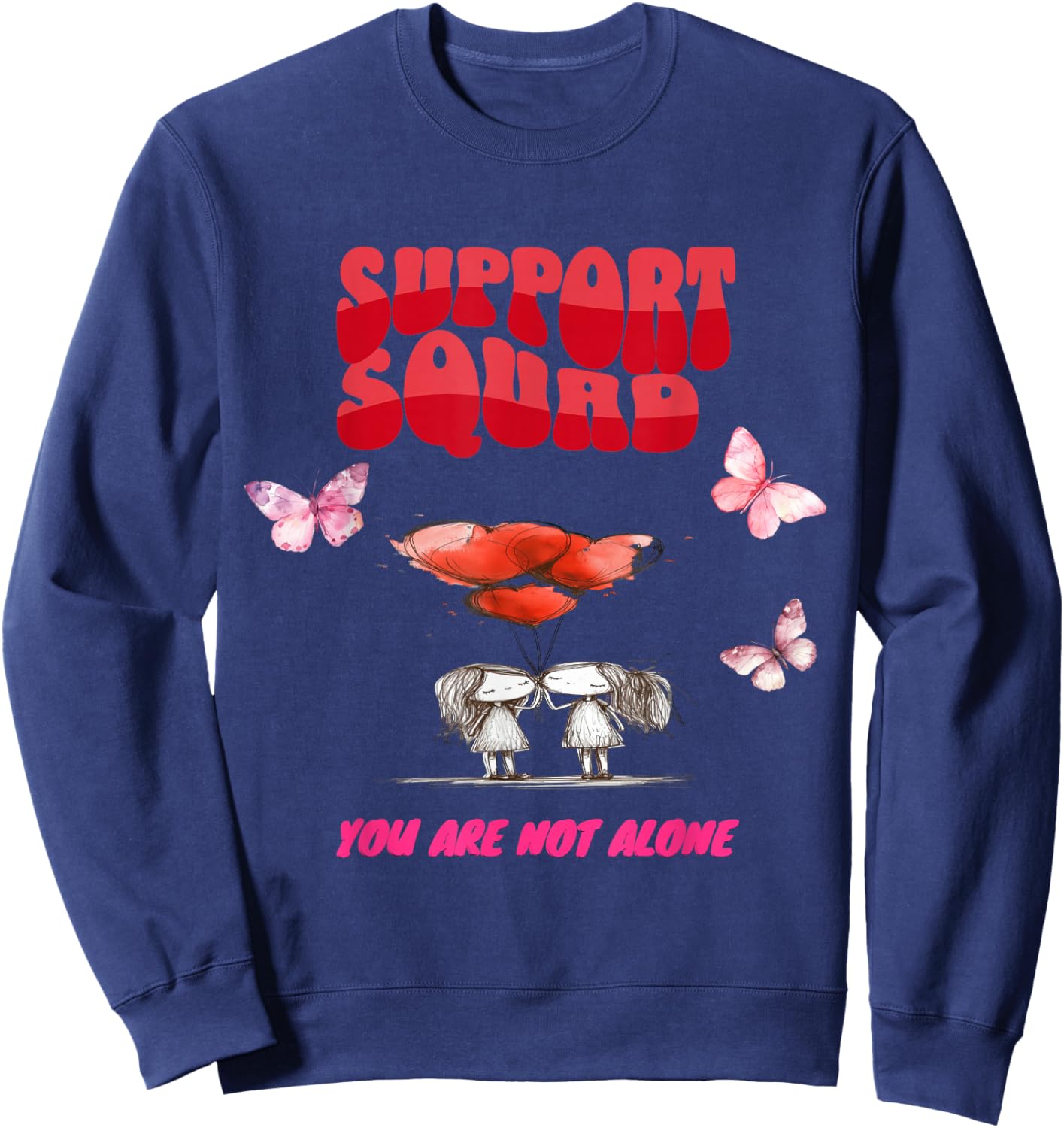 Breast Cancer Support Squad Awareness Men Women Kids Sweatshirt - Sweatshirt | Navy