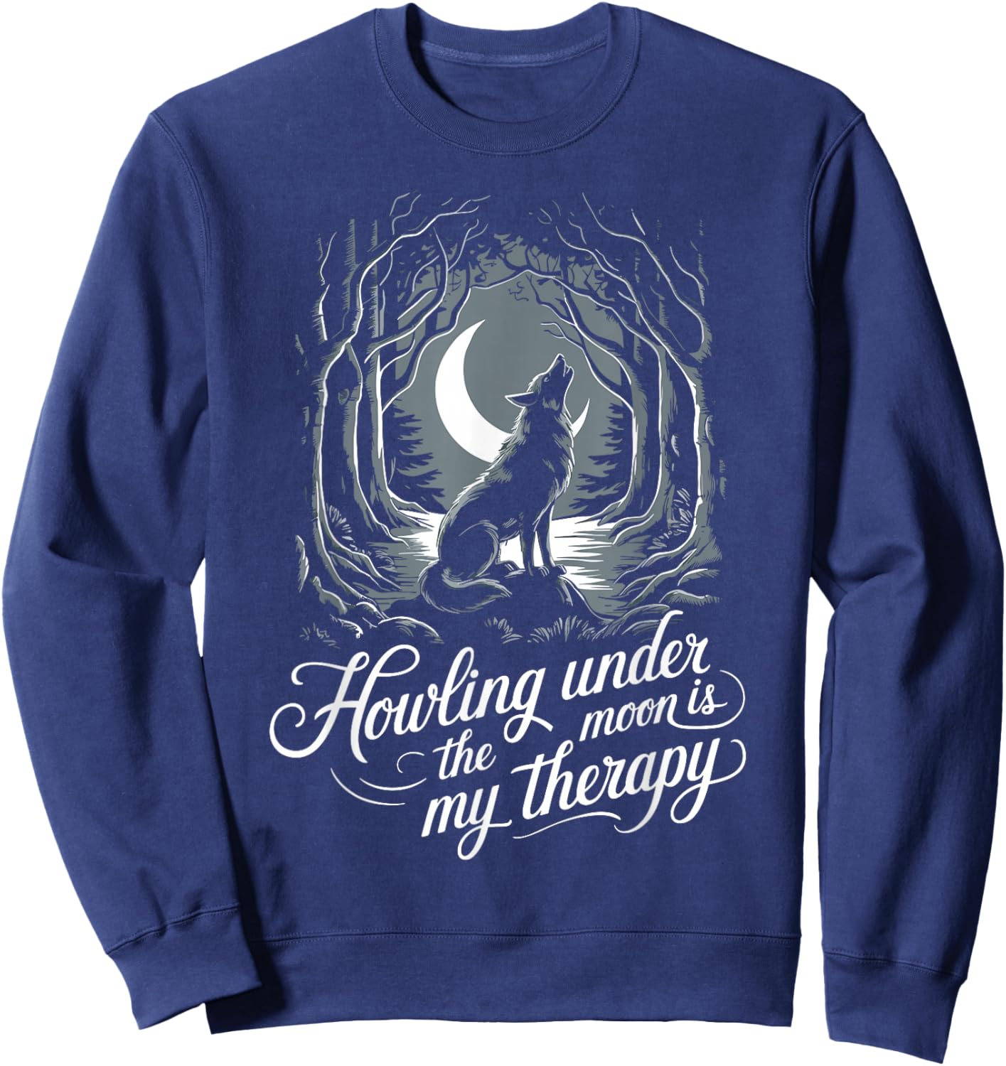 Howling Under The Moon Wolf Sweatshirt - Sweatshirt | Navy