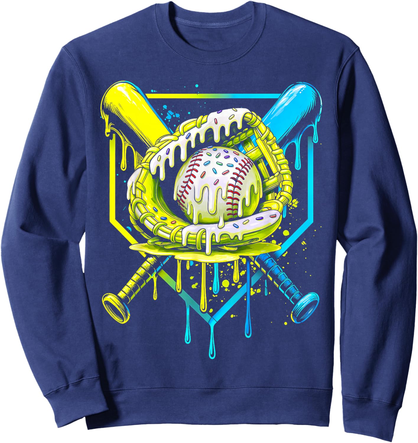 Baseball Life Style Apparel Youth Drip Baseball Boys Men Sweatshirt - Sweatshirt | Navy