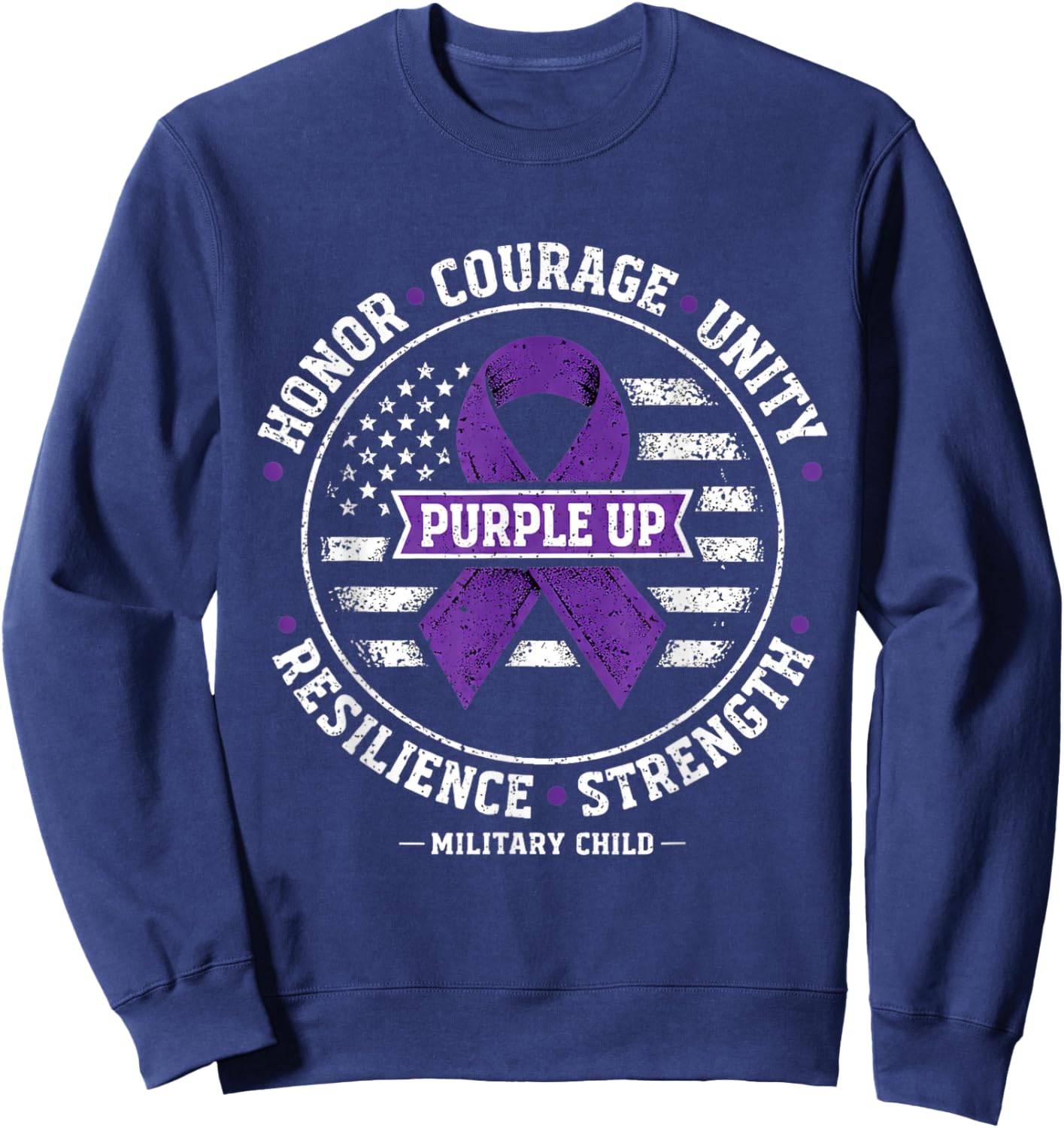 Purple Up for Military Kids Us Flag Military Child Month Sweatshirt - Sweatshirt | Navy