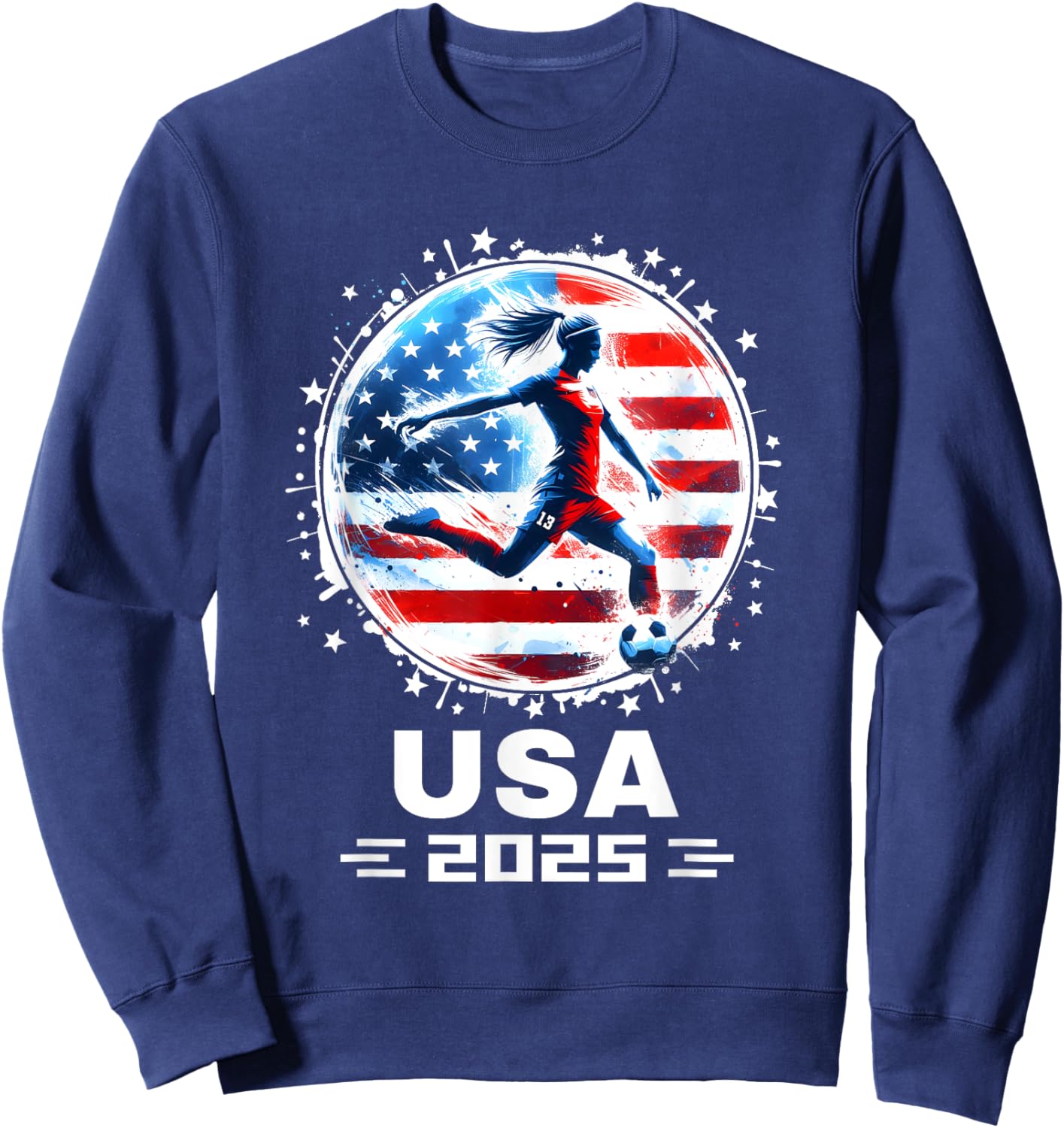 Soccer Team American Flag Soccer Apparel Soccer 2025 Sweatshirt - Sweatshirt | Navy