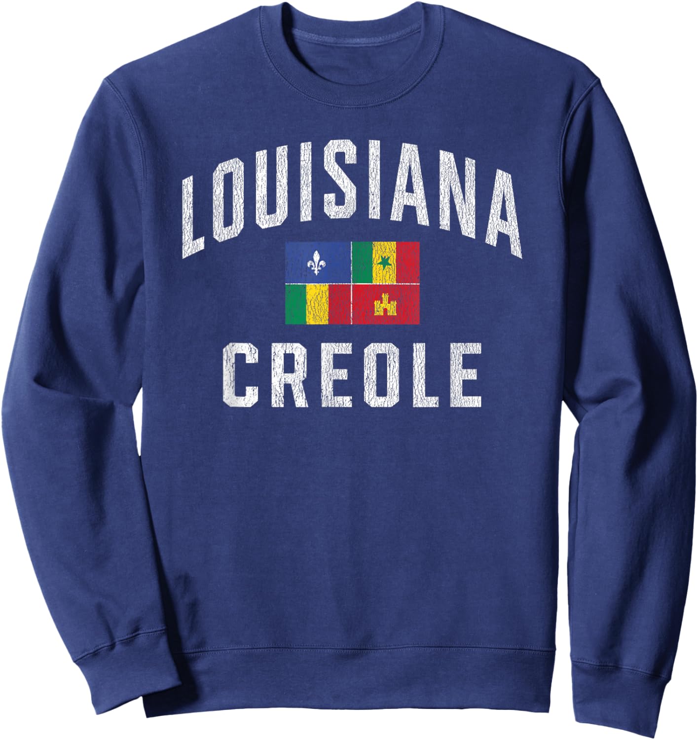 Louisiana Creole Flag Vintage Sweatshirt - Sweatshirt | Navy