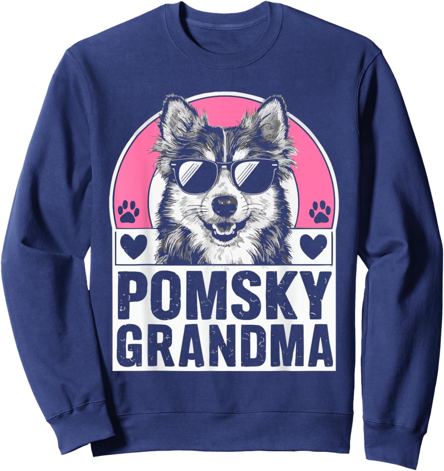 Pomsky Owner Dog Lover Puppy Pomeranian Siberian Husky Sweatshirt - Sweatshirt | Navy