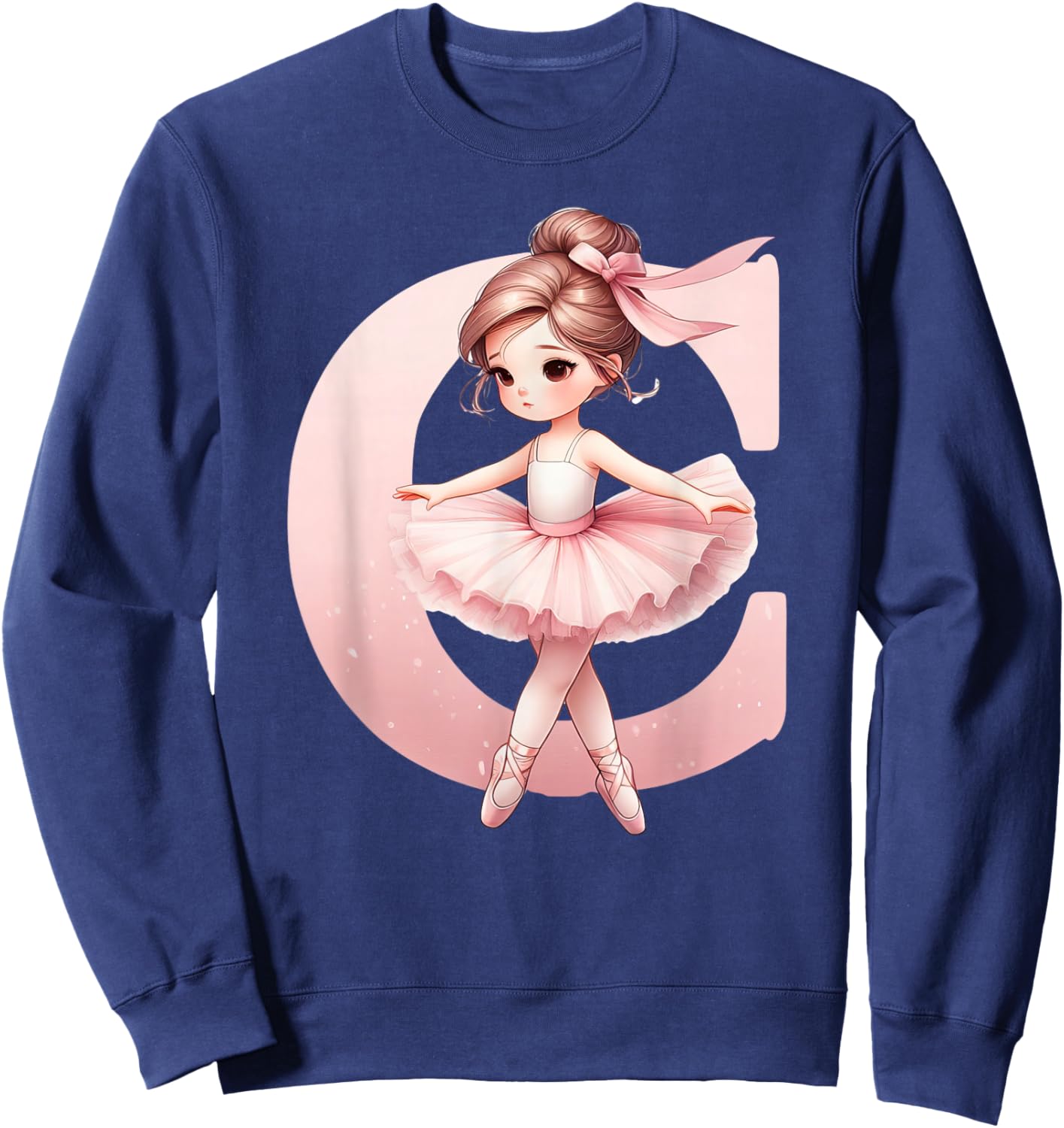 Ballerina Girl Dancing Name First Letter C Girly Tutu Ballet Sweatshirt - Sweatshirt | Navy