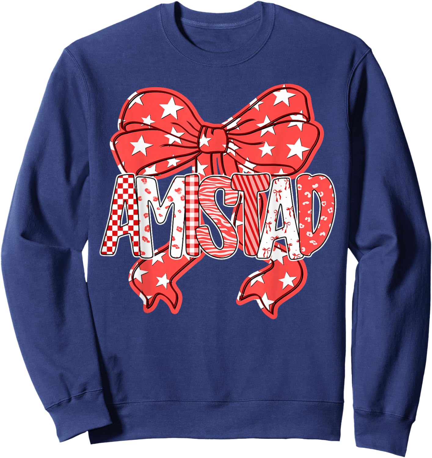 I Love Amistad Preppy Bow Teacher Student Sweatshirt - Sweatshirt | Navy