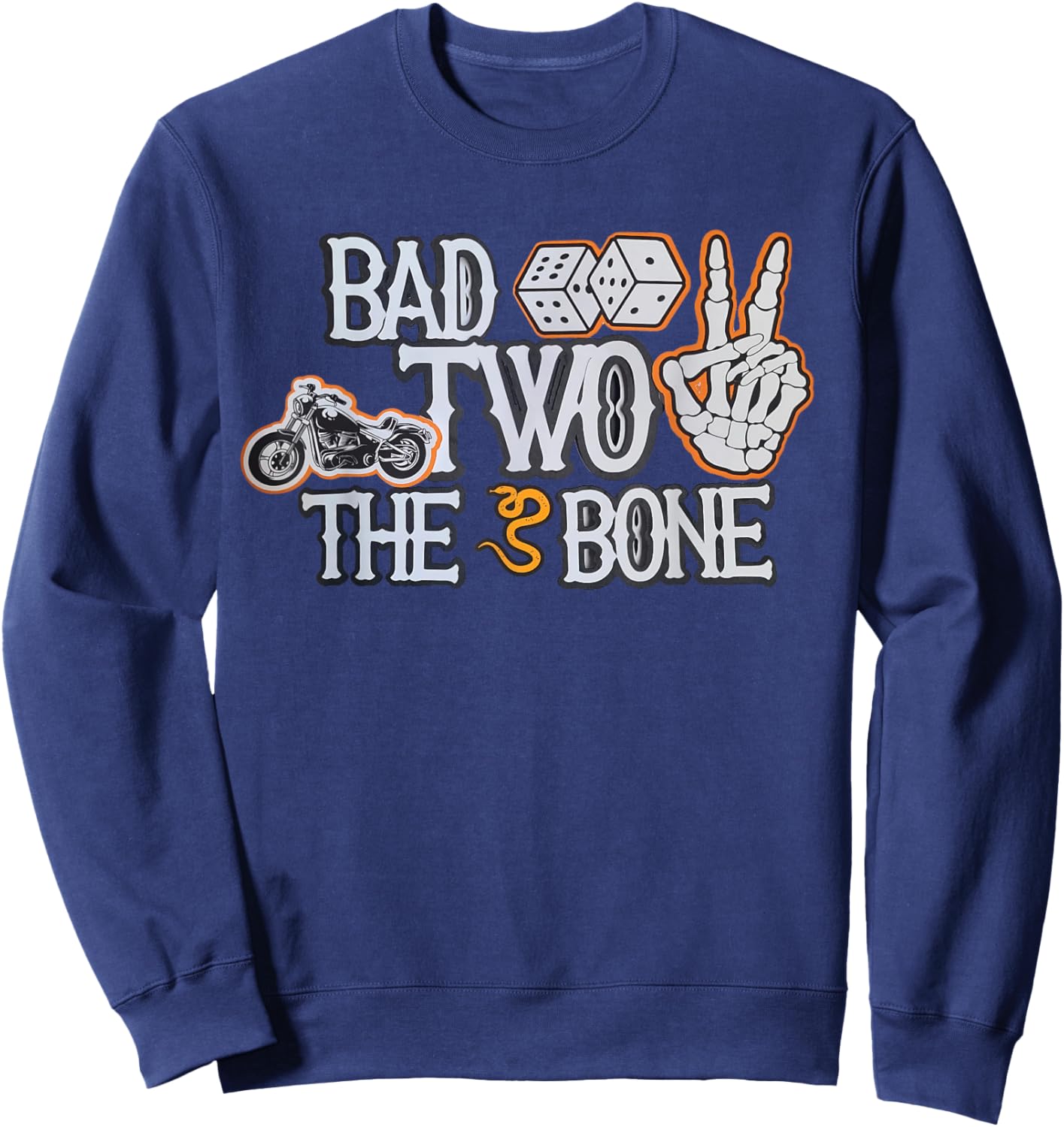 Bad To The Bone Skeleton TWO Birthday Toddler Kids Funny Sweatshirt - Sweatshirt | Navy