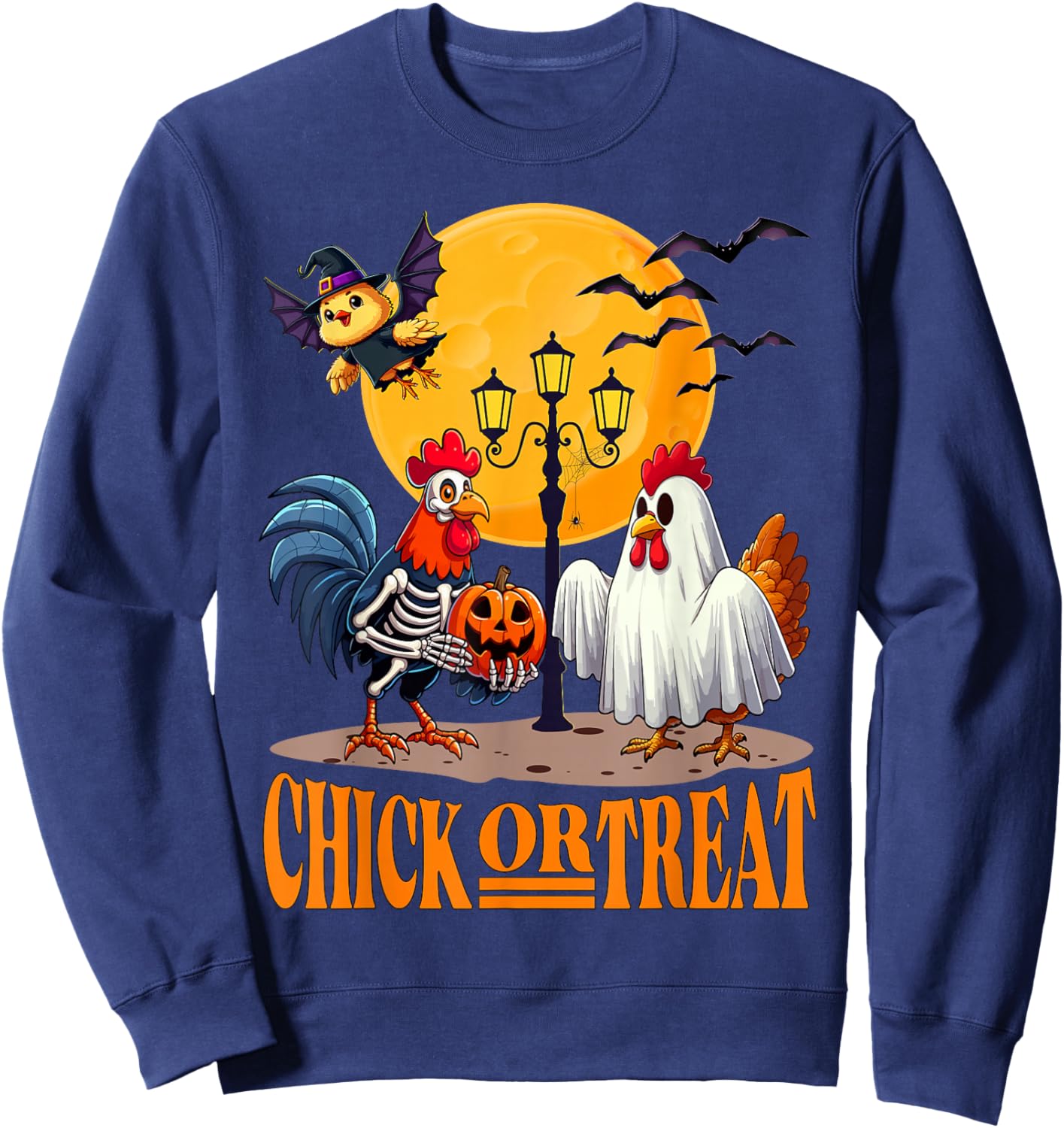 Skeleton Chicken Halloween Funny Spooky chicken Lovers Sweatshirt - Sweatshirt | Navy