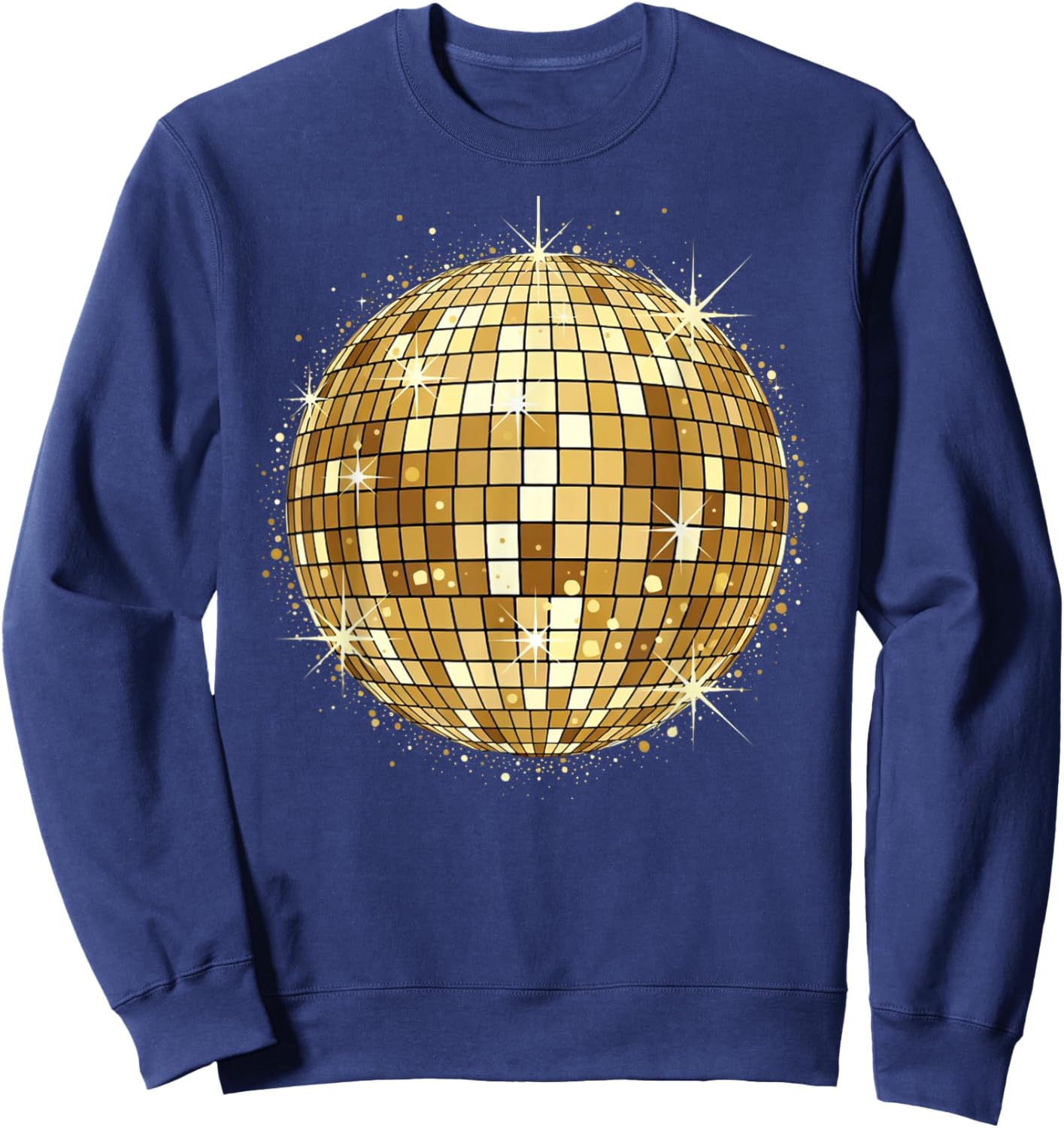 Retro Disco Ball Print Sweatshirt - Sweatshirt | Navy