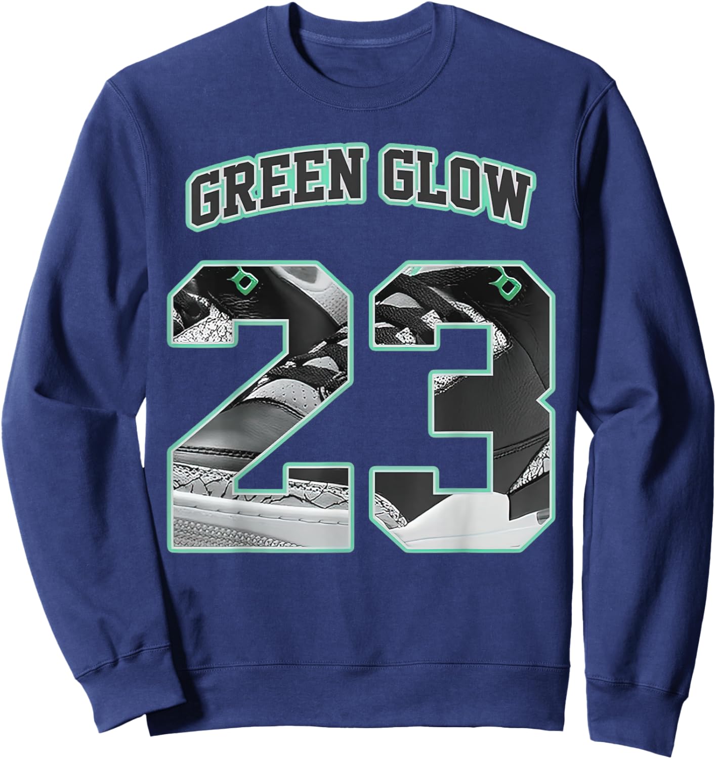 Number 23 Black Green Glow 3s Matching Women Sweatshirt - Sweatshirt | Navy