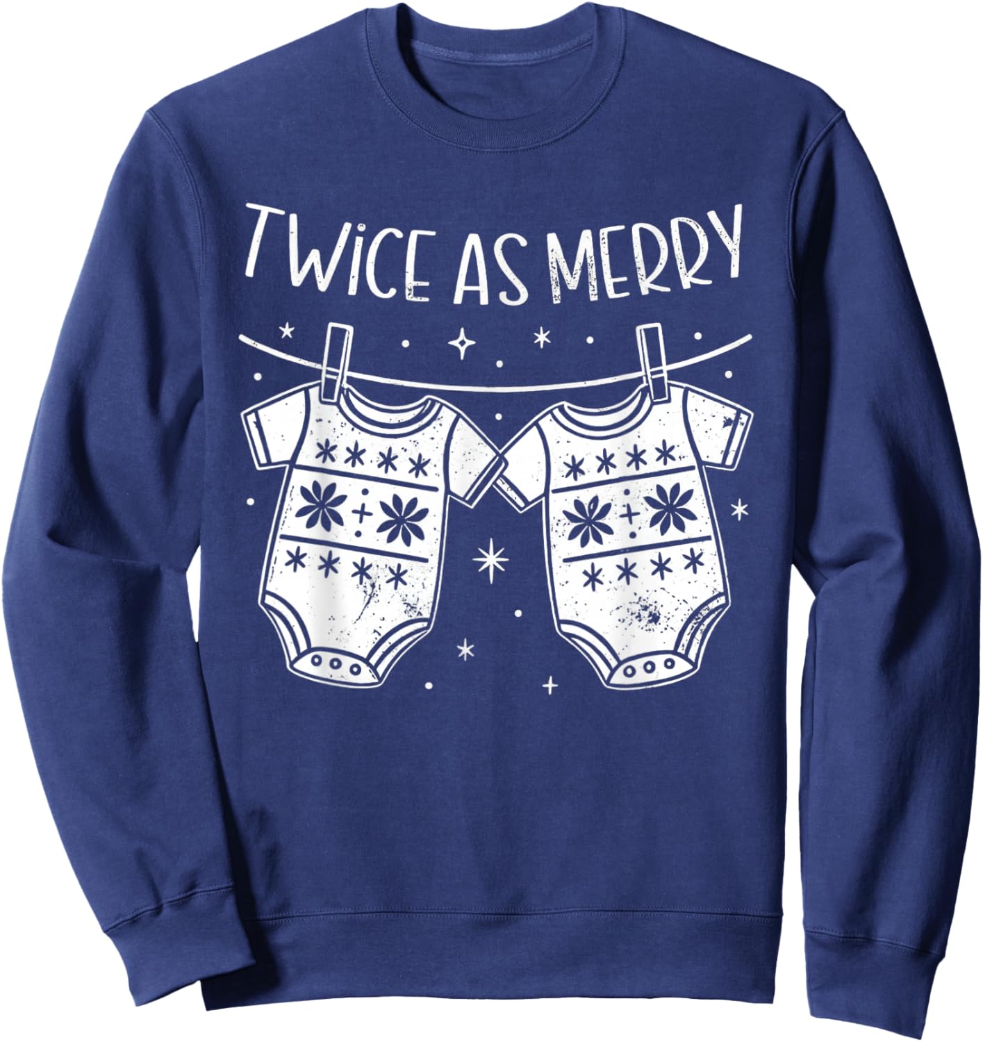 Christmas Baby Twin Mom Xmas Twin Pregnancy Reveal T- Twin M Sweatshirt - Sweatshirt | Navy