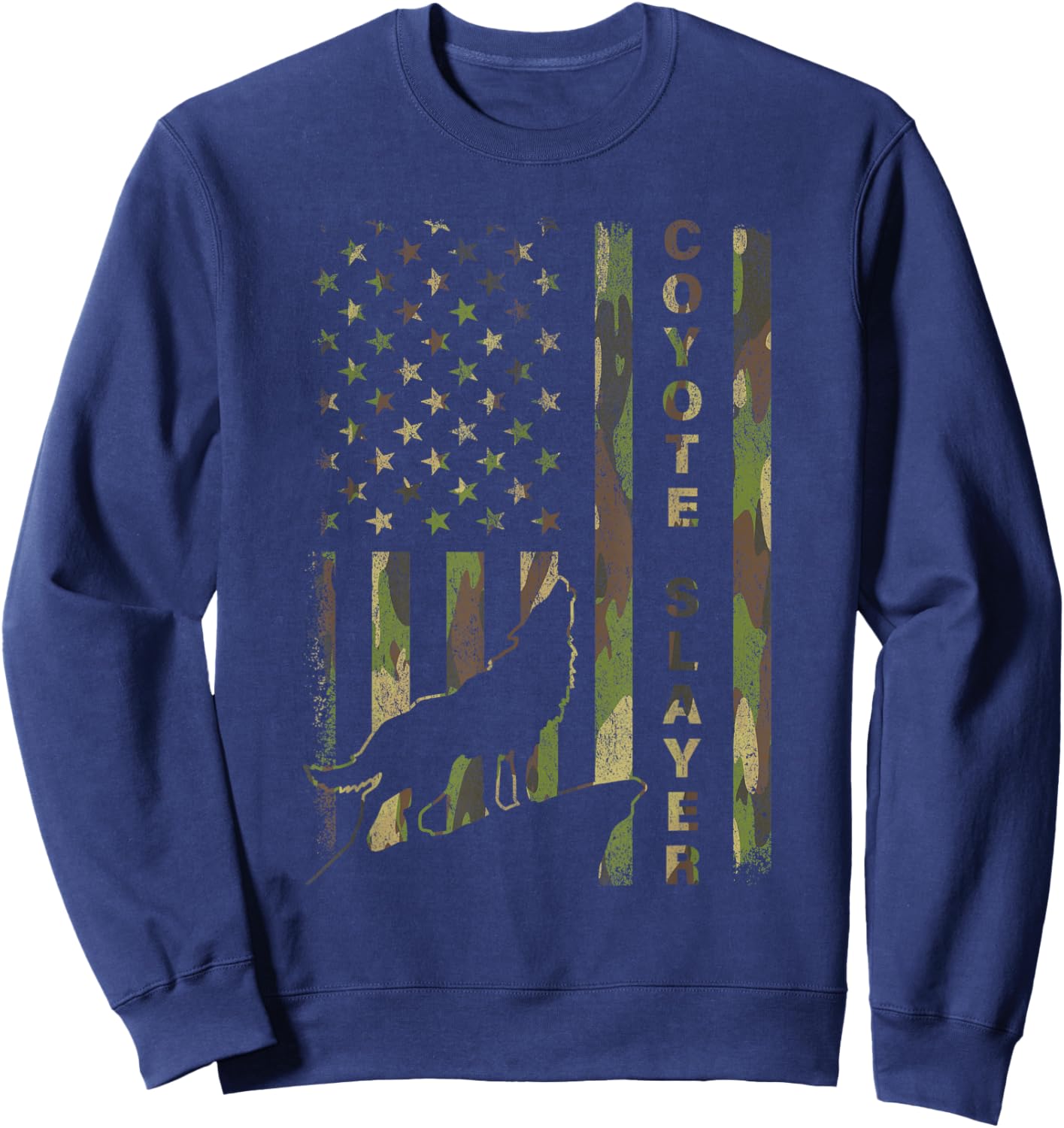 Hunter Camo American Flag Coyote Slayer Hunting Lovers Sweatshirt - Sweatshirt | Navy