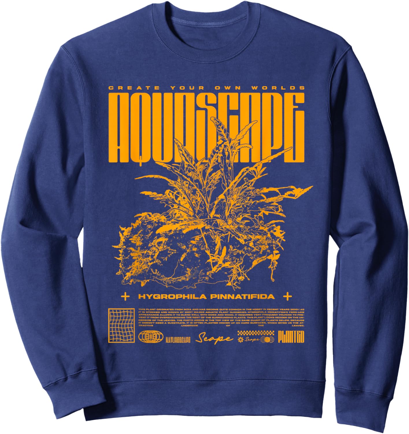 Aquascaping Hygrophila Pinnatifida Fish Keeper Sweatshirt - Sweatshirt | Navy