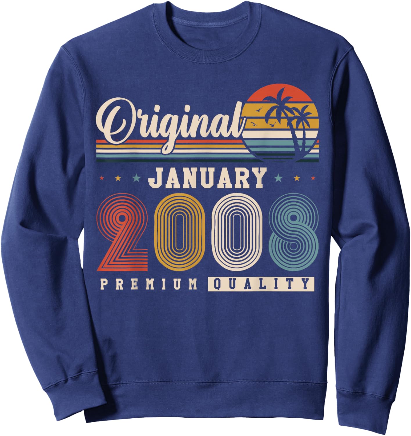 Original January 2008 18 Years Birthday Vintage Gift Sweatshirt - Sweatshirt | Navy