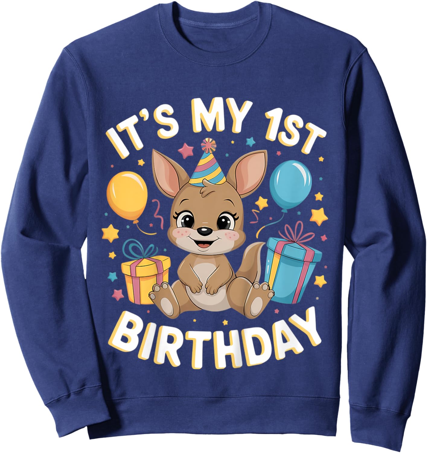 Kids 1st Birthday Kangaroo Party Design Sweatshirt - Sweatshirt | Navy