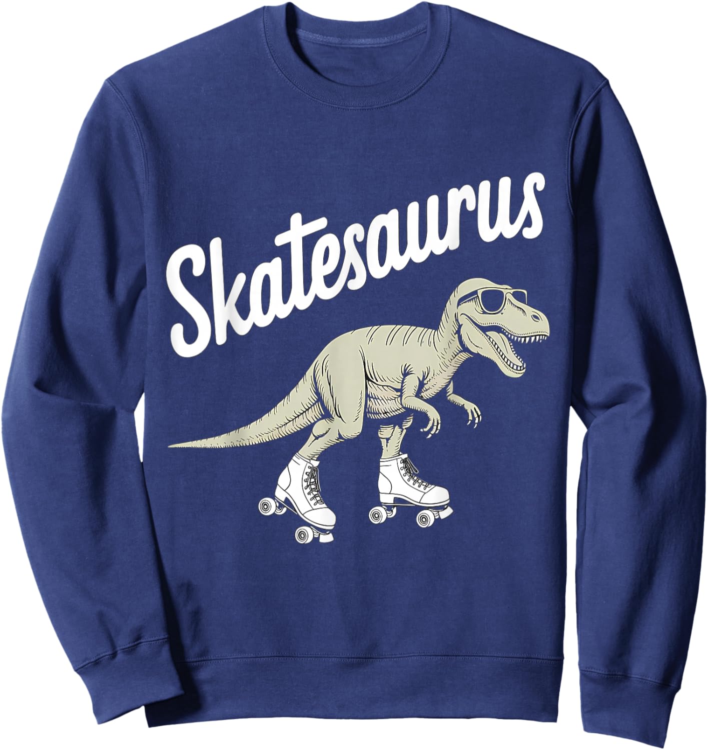 Roller Skating Dinosaur T-Rex Skate Dino Funny Roller Skater Sweatshirt - Sweatshirt | Navy