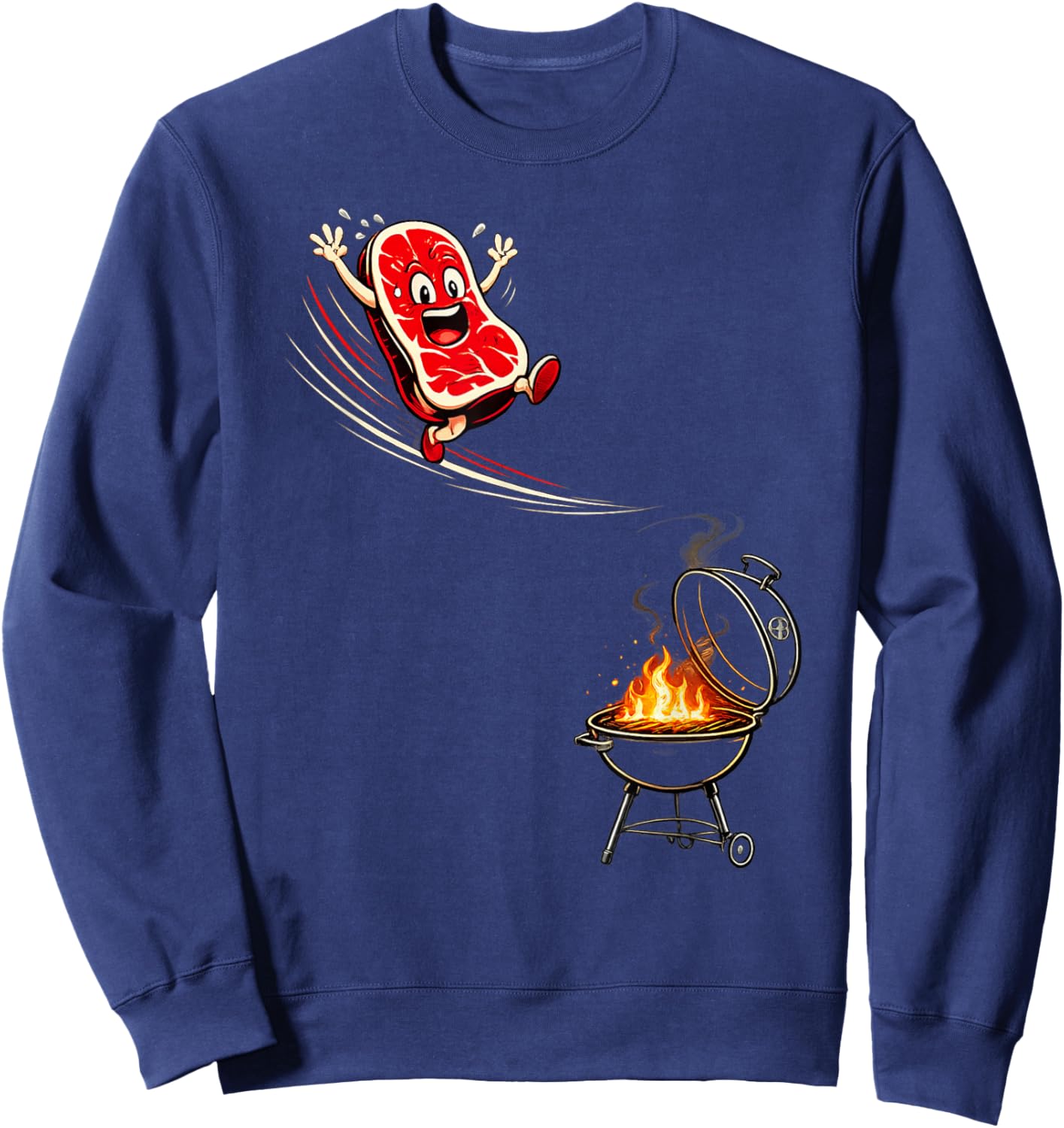 Grilling Cartoon Humor Sweatshirt - Sweatshirt | Navy