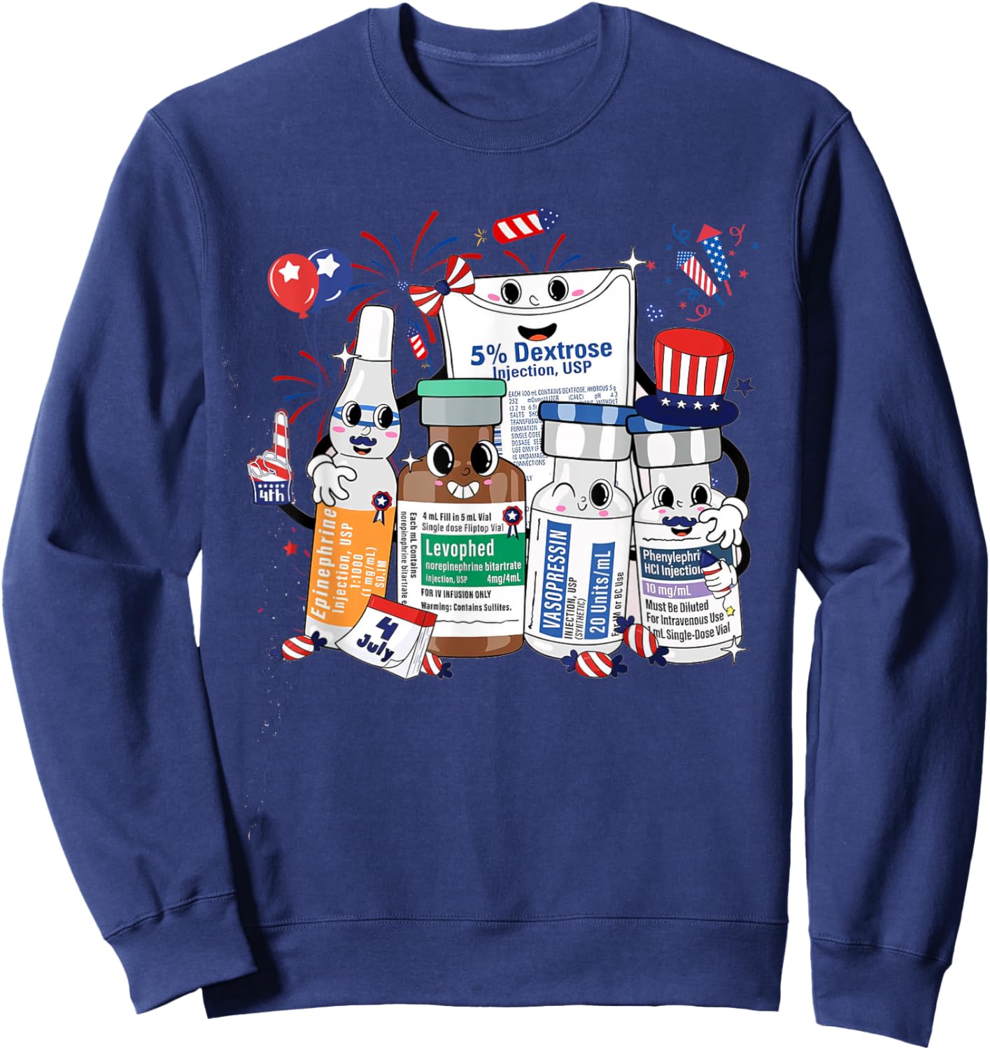 Red White Blue ICU Nurse Crew 4th of July Independence Day Men Sweatshirt - Sweatshirt | Navy