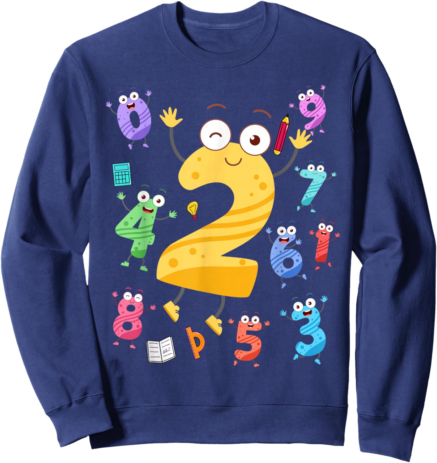 Maths Day Number Costume With Number 2 Idea For Kids Number Sweatshirt - Sweatshirt | Navy