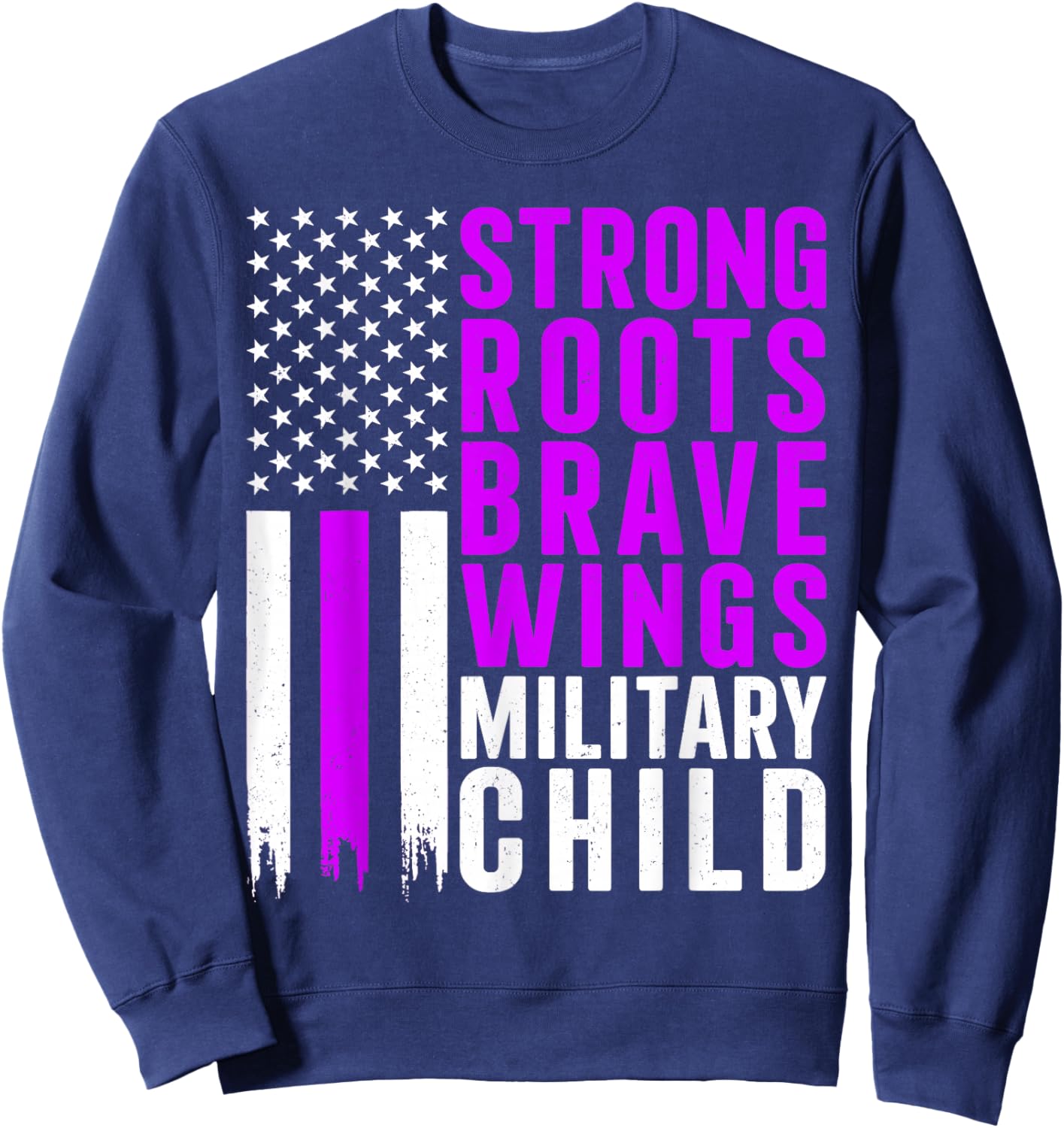 Purple Up For Military Kids Retro Military Child Month Sweatshirt - Sweatshirt | Navy