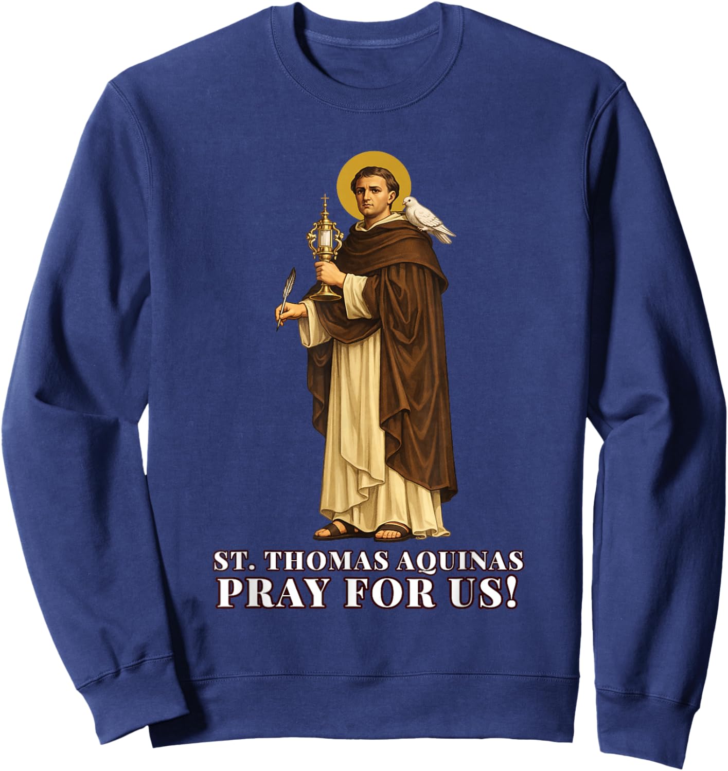 Catholic Devotion to St. Thomas Aquinas in Corpus Christi Sweatshirt - Sweatshirt | Navy