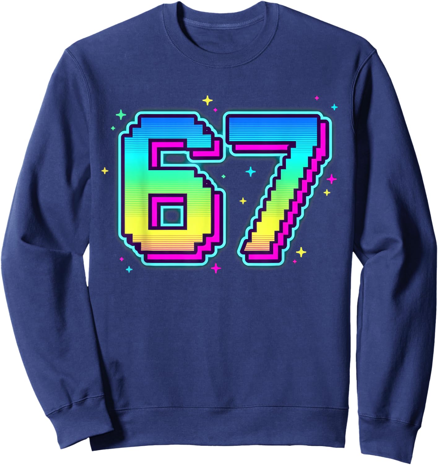 Funny Six Seven 67 Bruh Birthday Player in Retro Look for Boys and Kids Sweatshirt - Sweatshirt | Navy