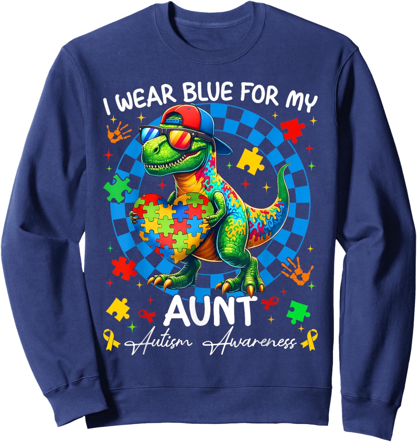 I Wear Blue for My Aunt Pride Autism Awareness Boy Girl Sweatshirt - Sweatshirt | Navy