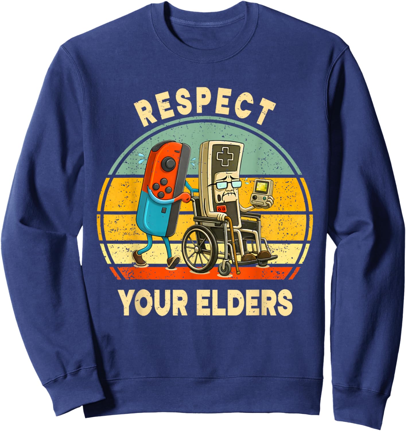 Respect Your Elders Gamer Control Retro Funny Gamer Men Kid Sweatshirt - Sweatshirt | Navy