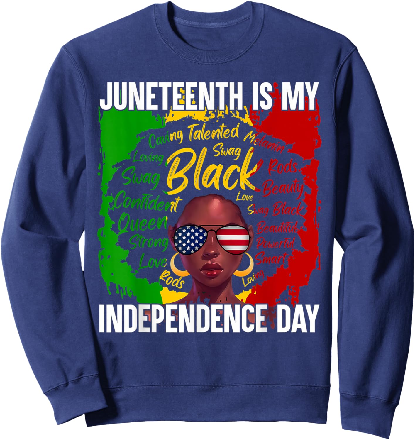 Juneteenth 1865 Freedom Day Black Women Girl African Afro Sweatshirt - Sweatshirt | Navy