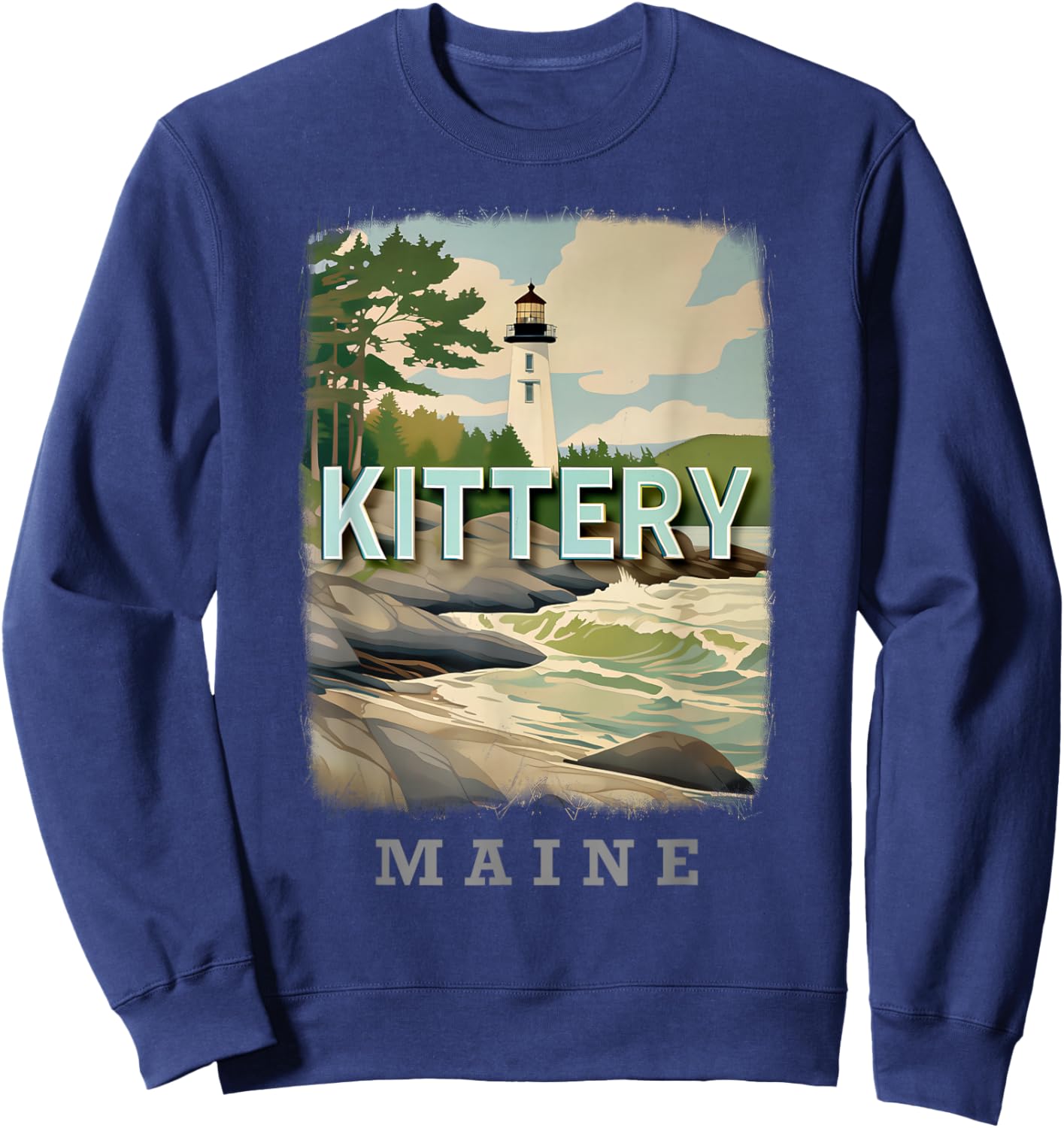 Kittery Maine ME Coastal Charm SD184 Sweatshirt - Sweatshirt | Navy