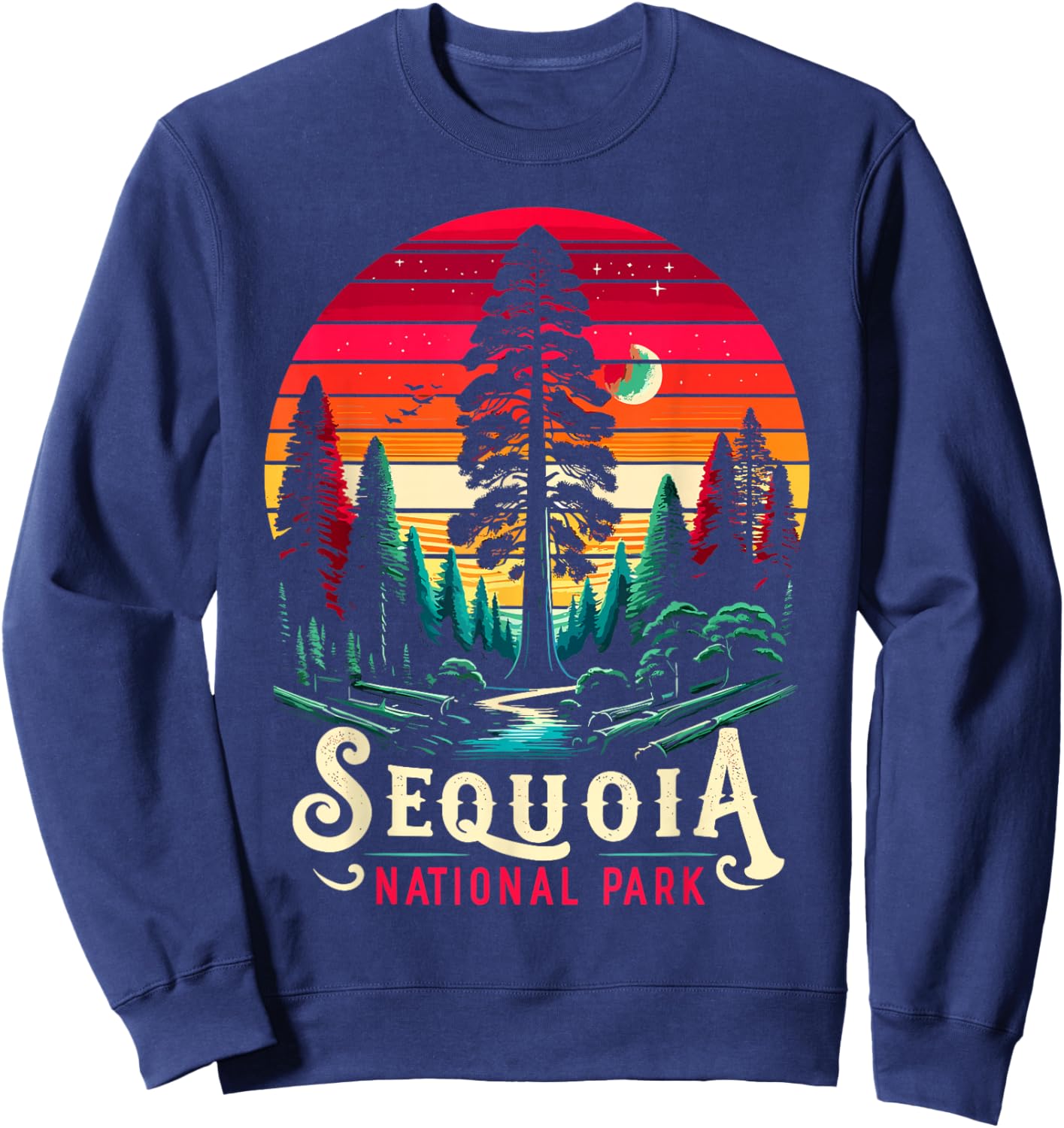 Sequoia National Park Sunset Retro T Vintage Apparel Sweatshirt - Sweatshirt | Navy