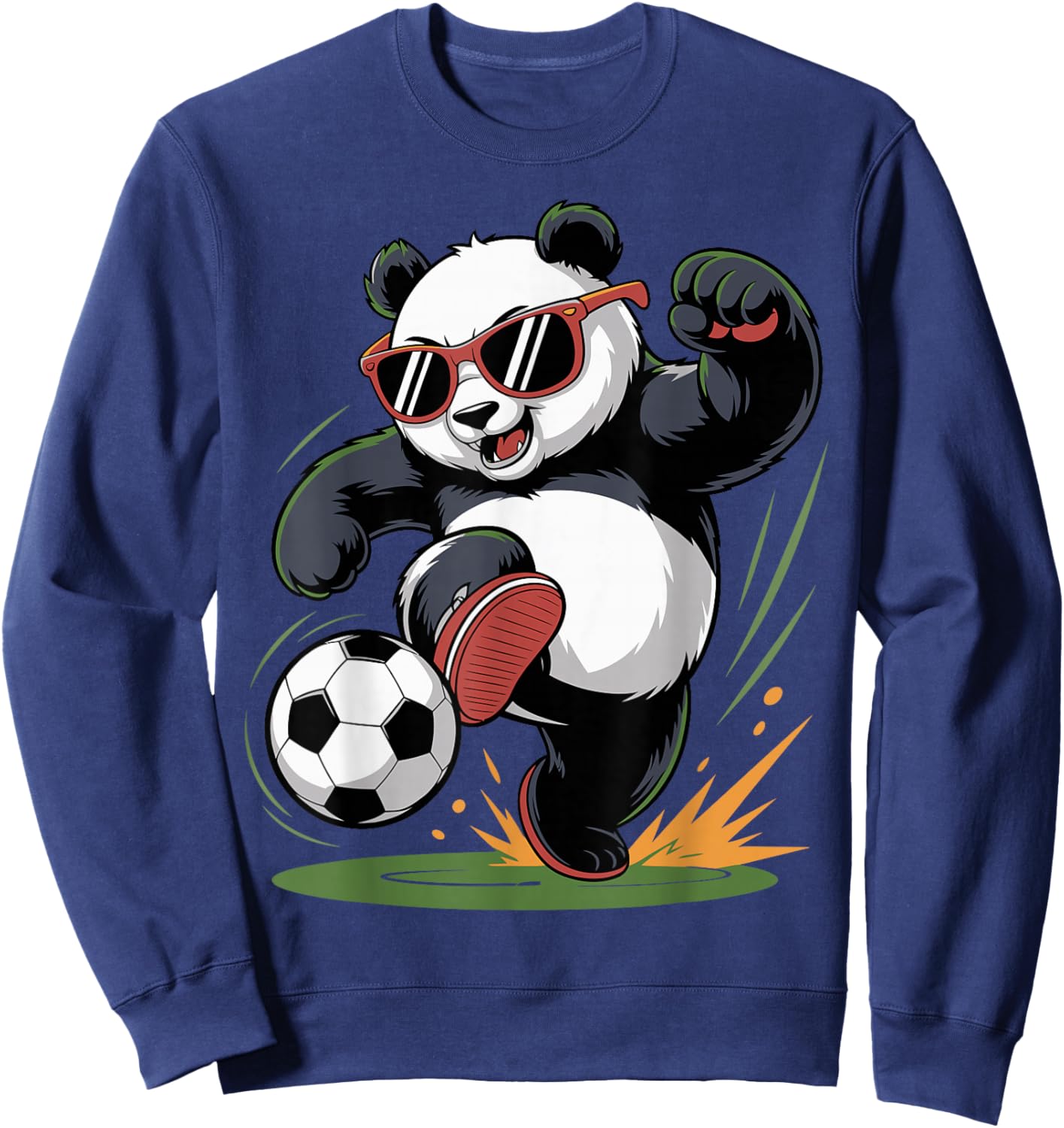 Funny Panda Playing Soccer Graphic Animal Sport Ball Lovers Sweatshirt - Sweatshirt | Navy