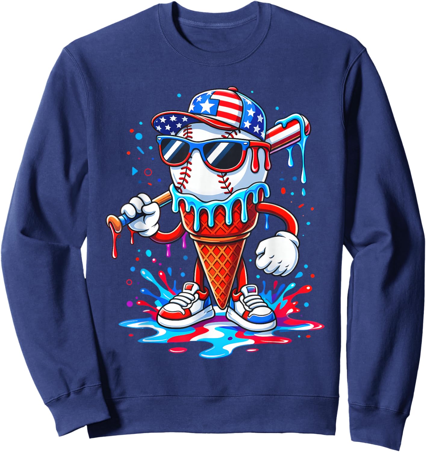 Baseball Life Style 101 Apparel Youth Drip Baseball Boys Kid Sweatshirt - Sweatshirt | Navy