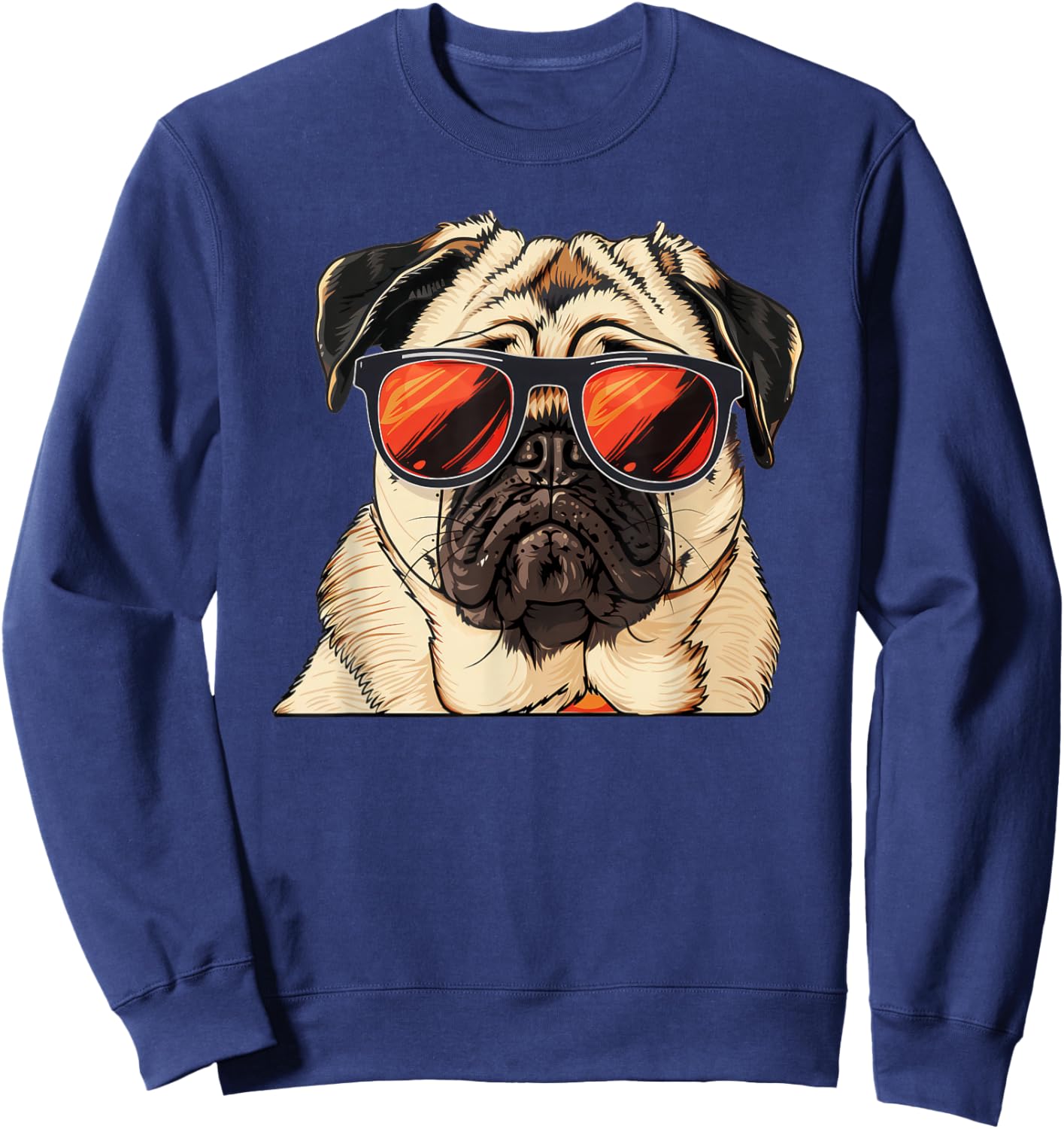 Pug Dog Sunglasses Sweatshirt - Sweatshirt | Navy
