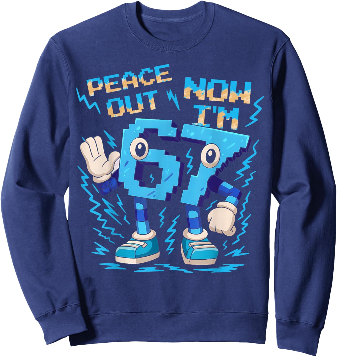 Birthday with German Text "Ich war 6 Jetzt Bin ich 7 Six Seven Brainrot Sweatshirt - Sweatshirt | Navy