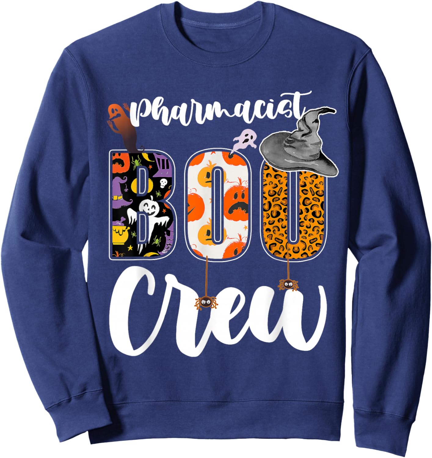 Pharmacist Boo Crew Halloween Match Pharmacy Sweatshirt - Sweatshirt | Navy
