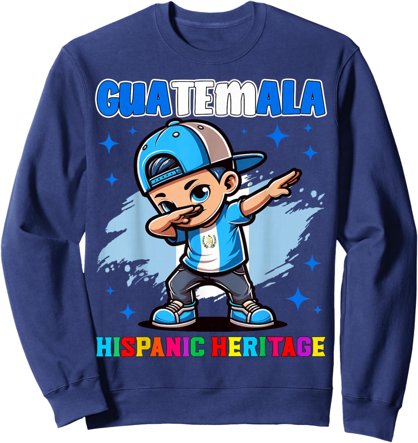 Guatemala Dabbing Kid Hispanic Heritage Celebration for Kids Sweatshirt - Sweatshirt | Navy