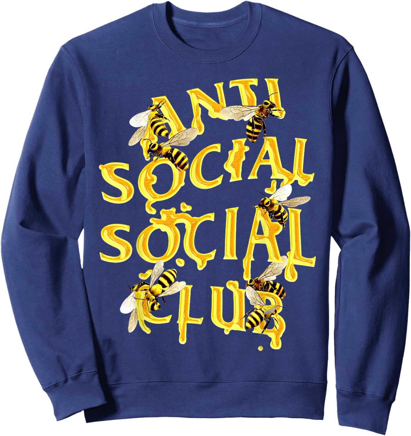 Retro Anti Social Club Bees Funny Introvert Women Men Sweatshirt - Sweatshirt | Navy