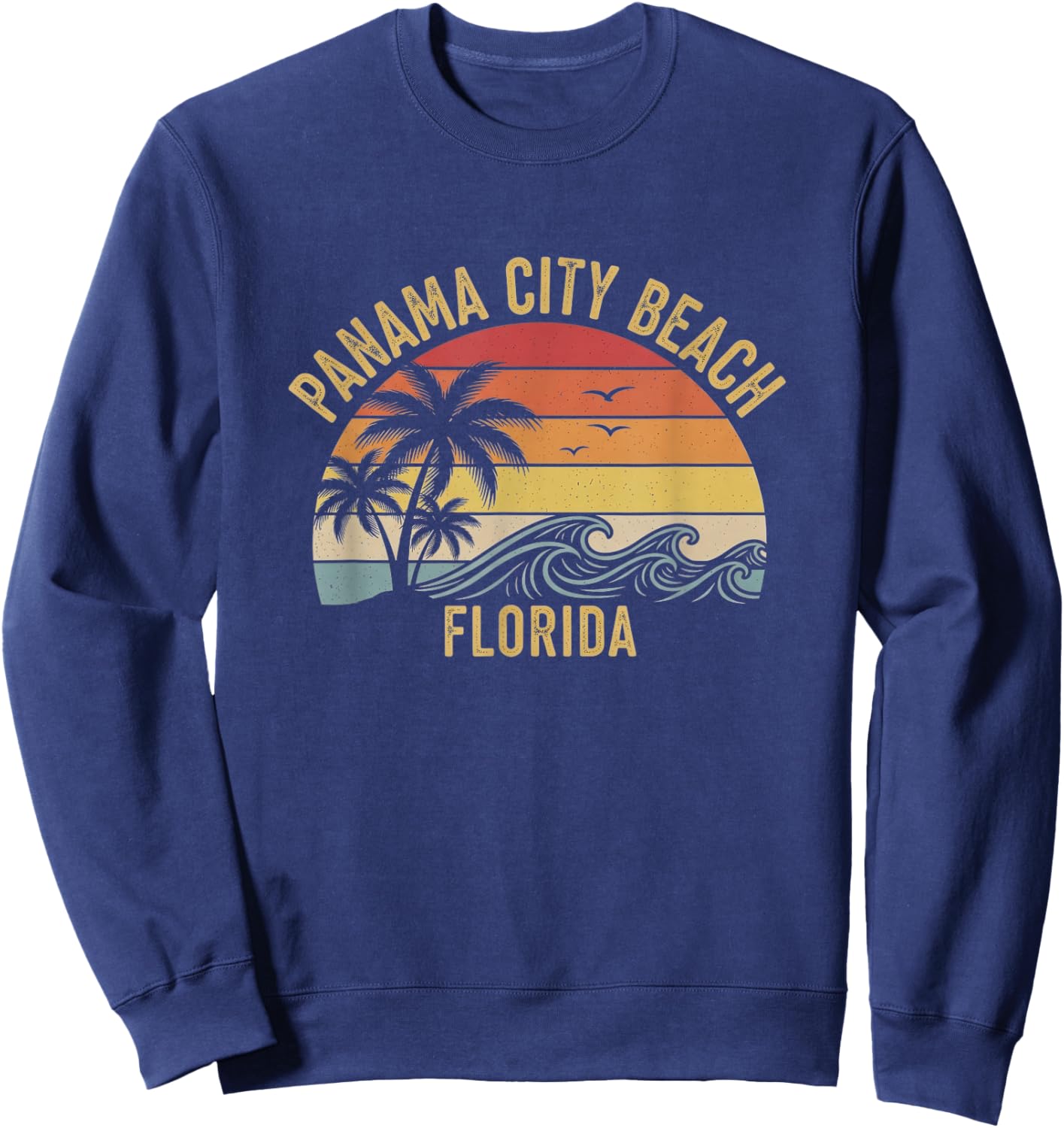 Retro Panama City Beach Florida Art Design Sweatshirt - Sweatshirt | Navy