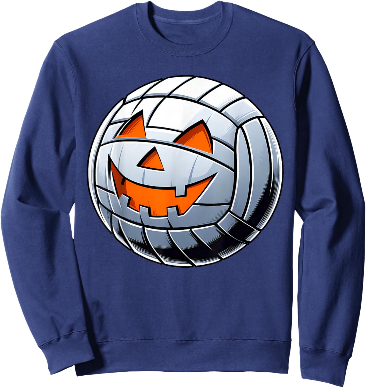 Halloween Jack O Lantern Volleyball Player Coach Pitcher Boy Sweatshirt - Sweatshirt | Navy