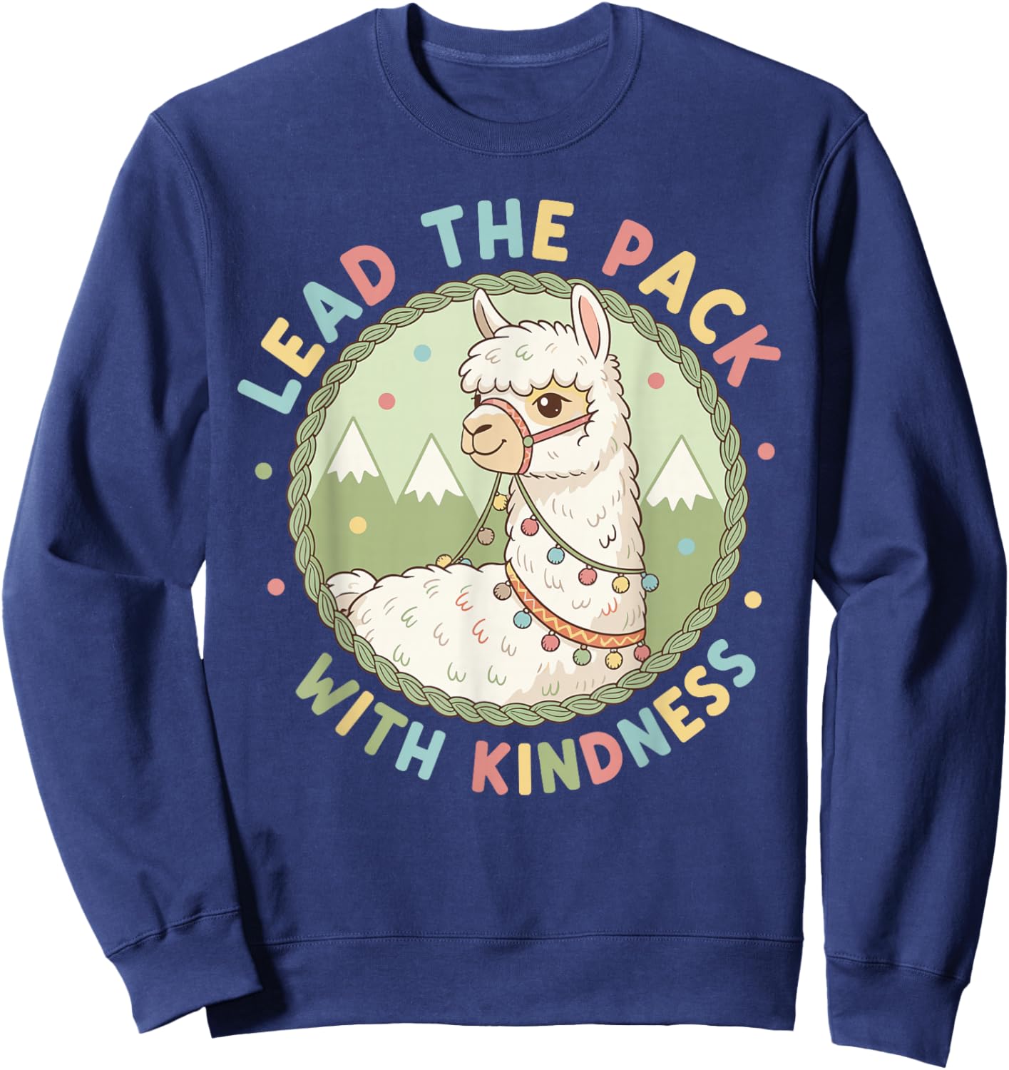 Lead The Pack with Kindness Llama Design Sweatshirt - Sweatshirt | Navy