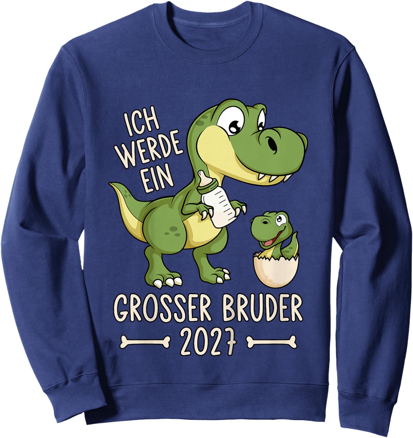 Kinder Geschwister Baby Dino Ich werde EIN großer Bruder 2027 Sweatshirt - Sweatshirt | Navy