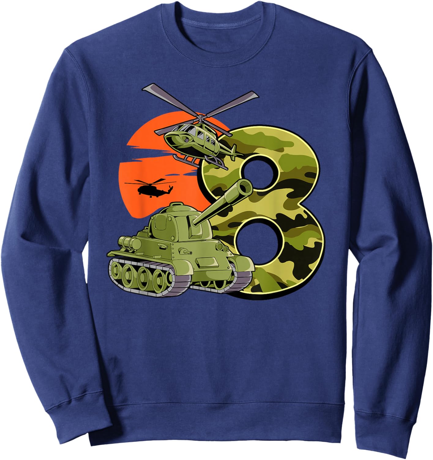 8th Birthday Army Sweatshirt - Sweatshirt | Navy