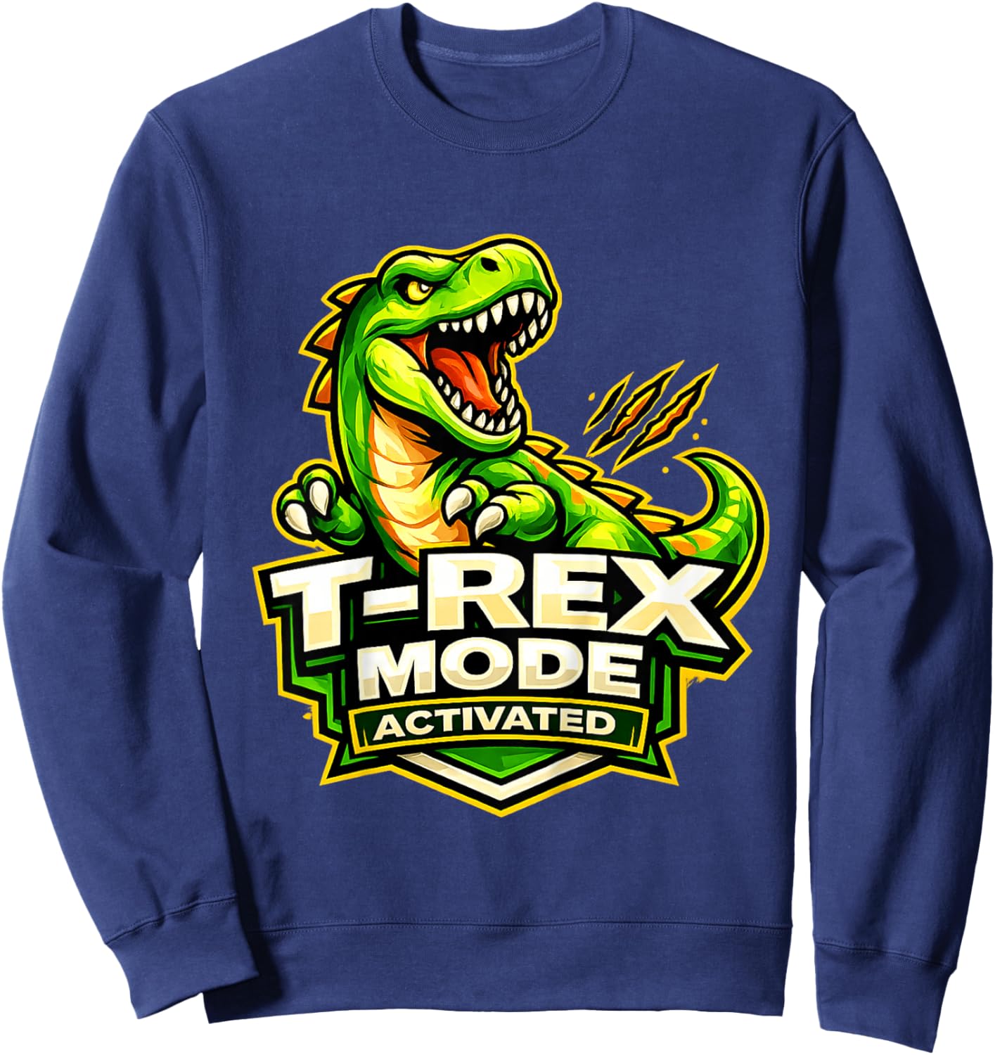 Kids T-Rex Mode Activated Funny Dinosaur Kids Sweatshirt - Sweatshirt | Navy