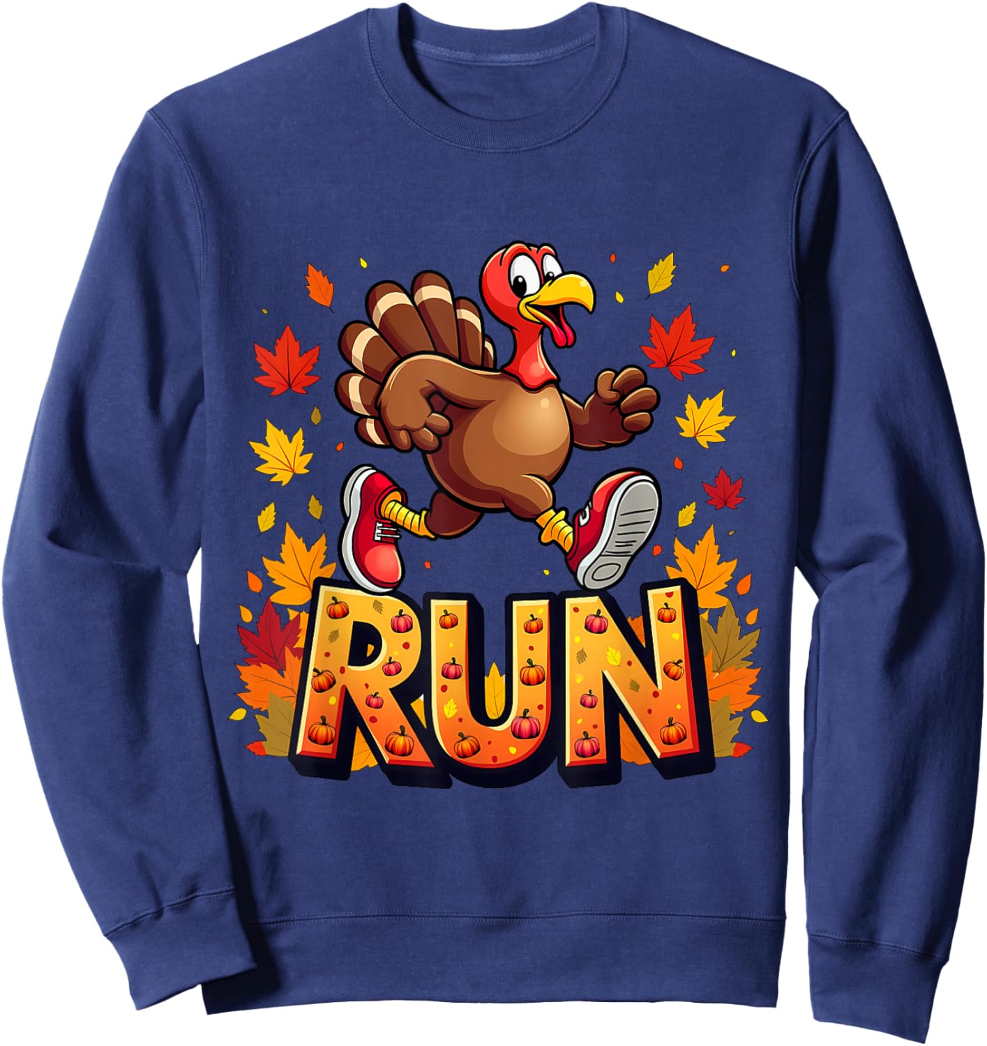 Running Turkey Trot Thanksgiving 2024 For Boys Girls Kids Sweatshirt - Sweatshirt | Navy
