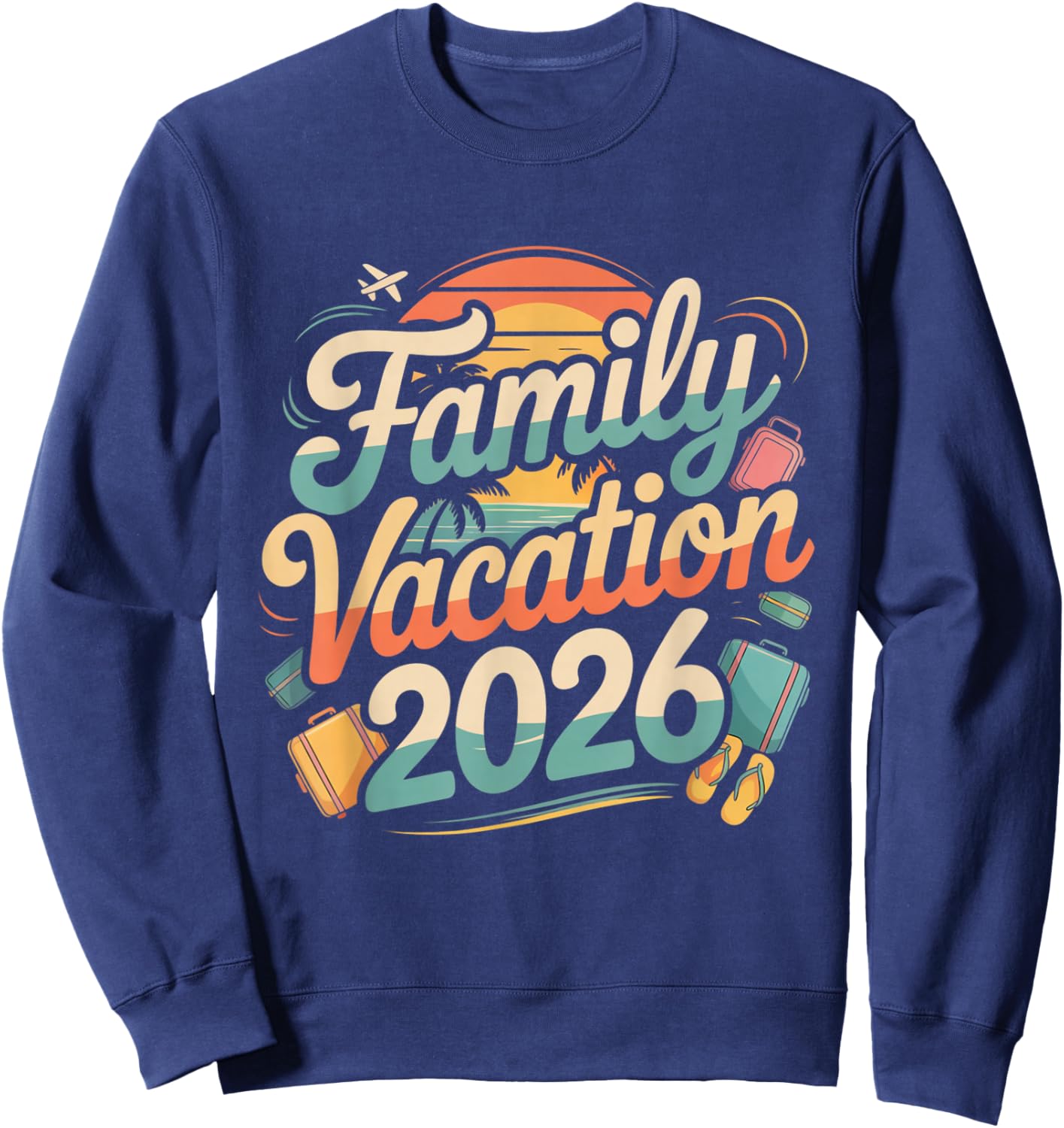 Family Vacation 2026 Sunset Travel Crew Sweatshirt - Sweatshirt | Navy
