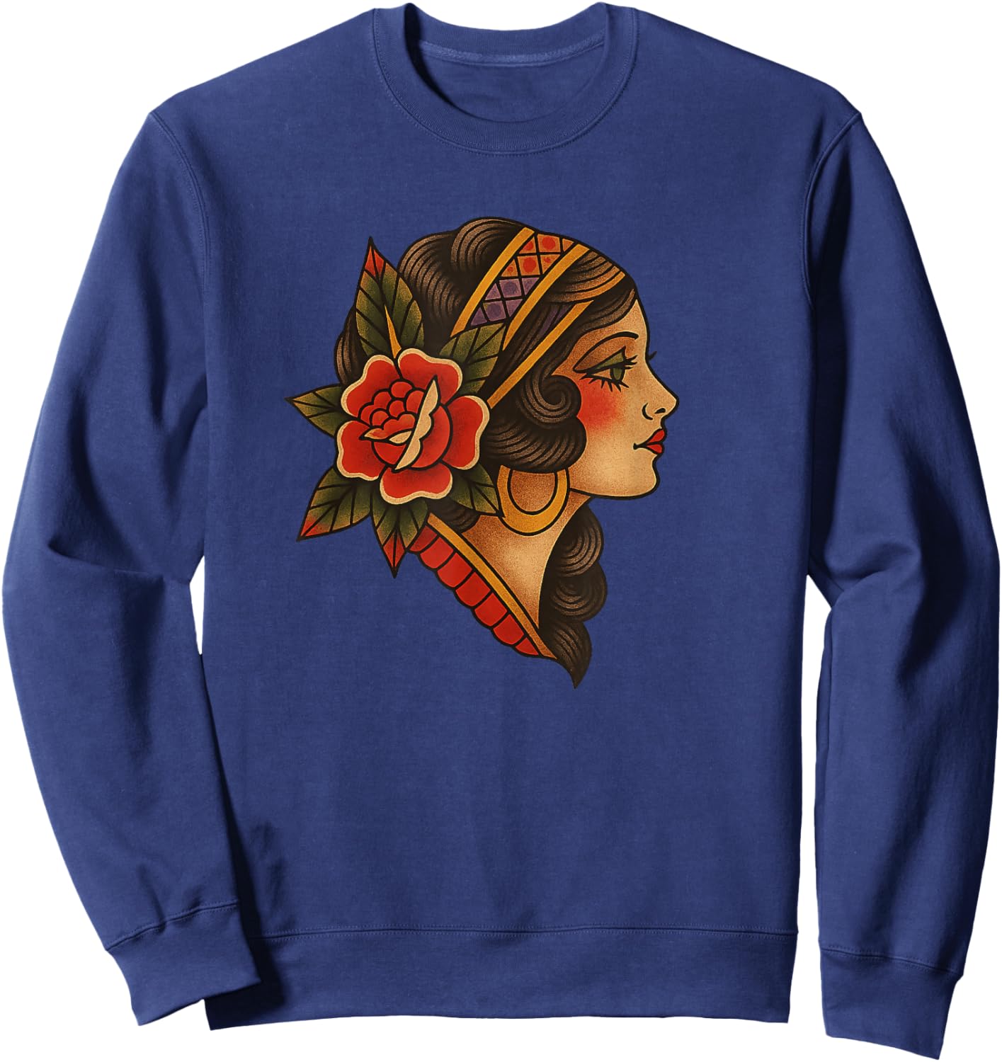 Vintage Traditional Tattoo Woman Sweatshirt - Sweatshirt | Navy